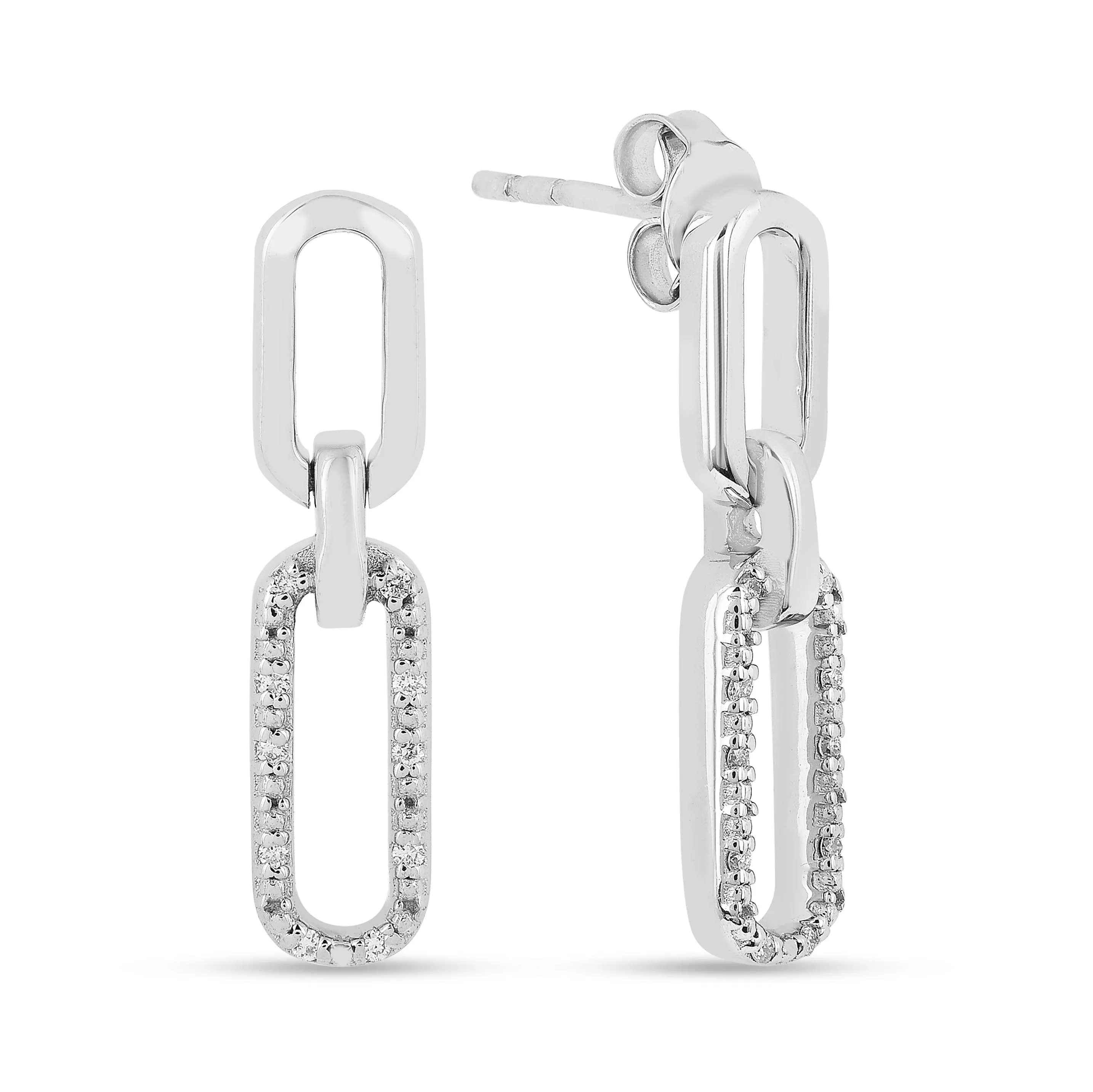 Lab  Diamond Open Rectangle Drop Earrings
