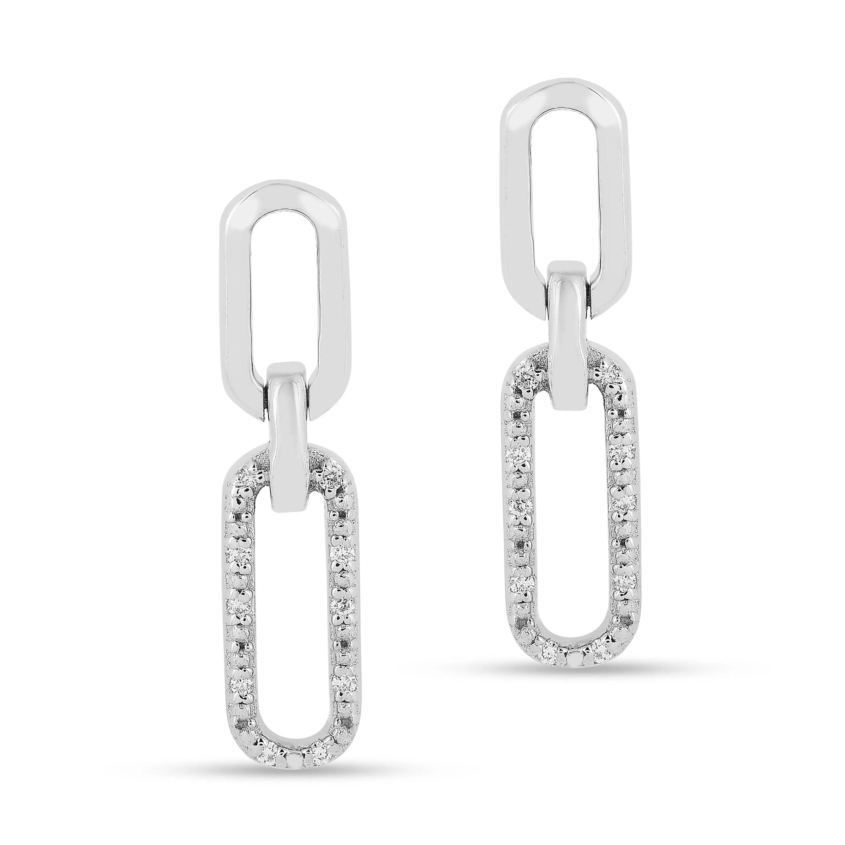 Lab  Diamond Open Rectangle Drop Earrings