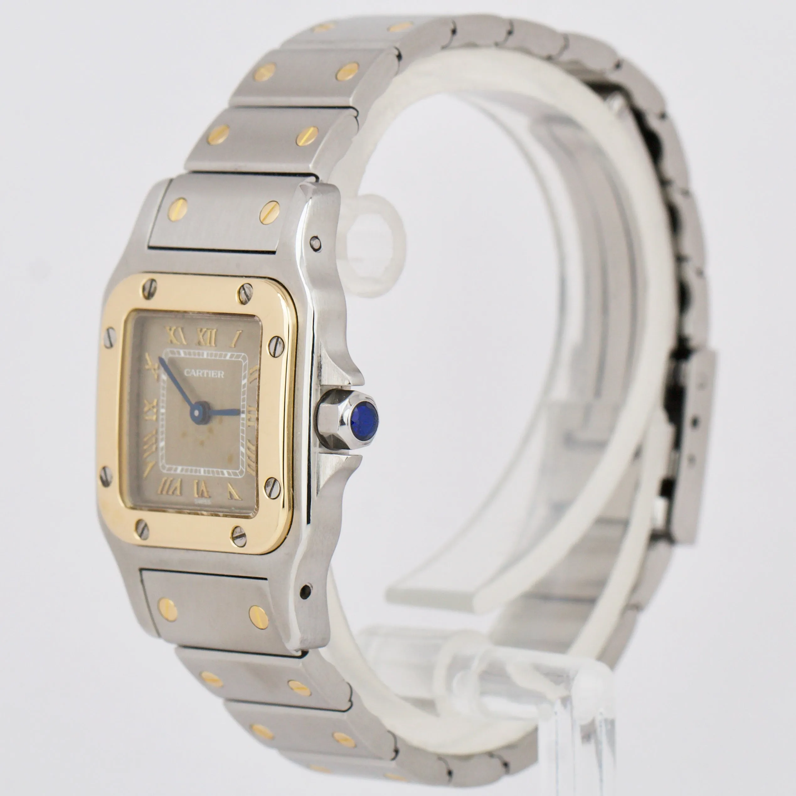 Ladies Cartier Santos Galbee Two Tone Patina Dial 24mm Quartz Watch 1057930 BOX