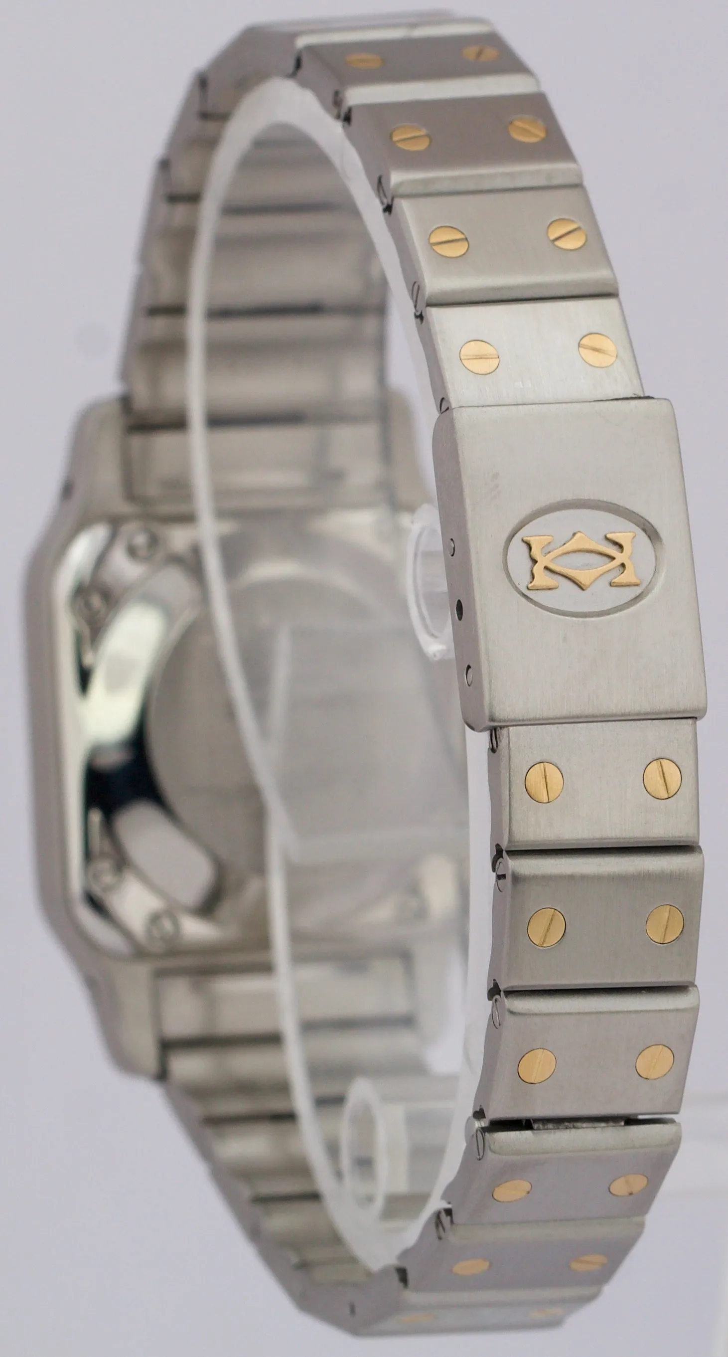 Ladies Cartier Santos IVORY ROMAN 18K Gold Stainless AUTOMATIC 24mm Watch 0902