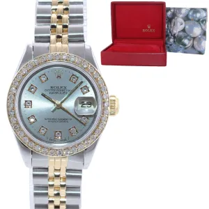 Ladies Rolex 69173 Two Tone 18k Gold 26mm MOP Diamond Watch Box