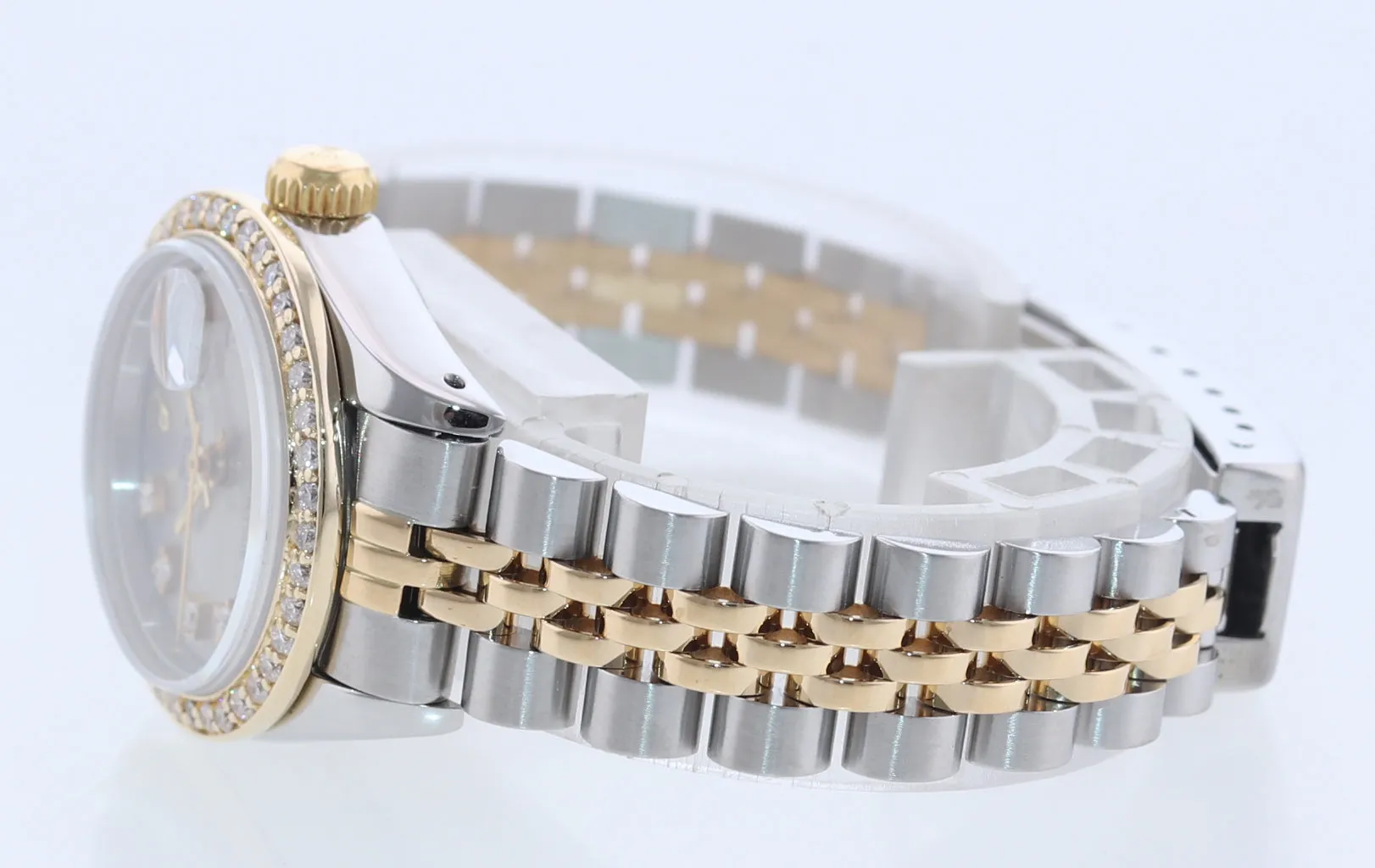 Ladies Rolex 69173 Two Tone 18k Gold 26mm MOP Diamond Watch Box