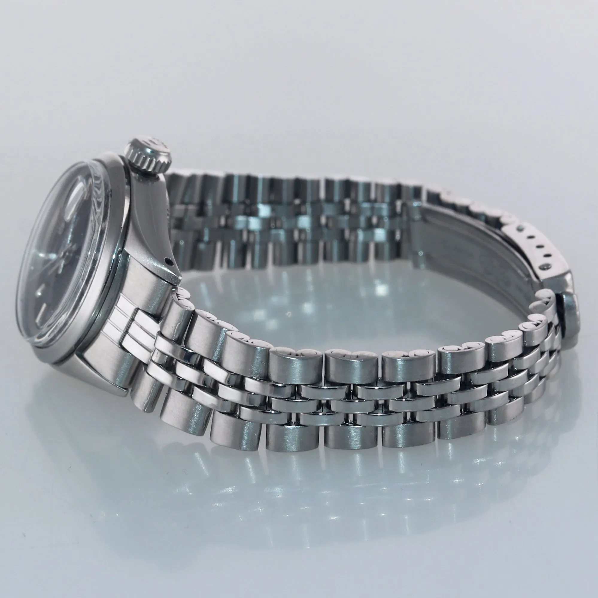 Ladies Rolex Date 6516 Steel Oyster Black Stick 24mm Watch Box