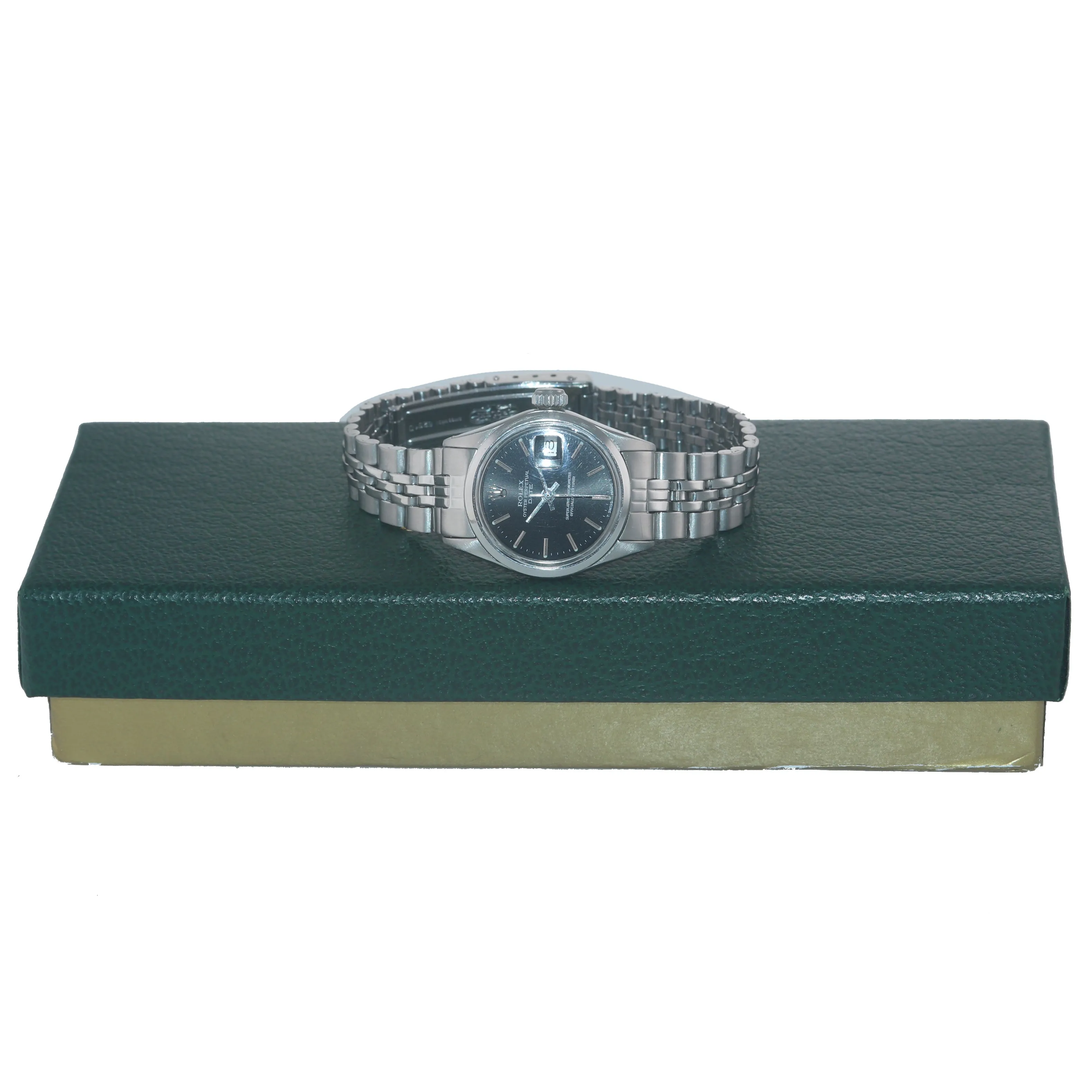 Ladies Rolex Date 6516 Steel Oyster Black Stick 24mm Watch Box