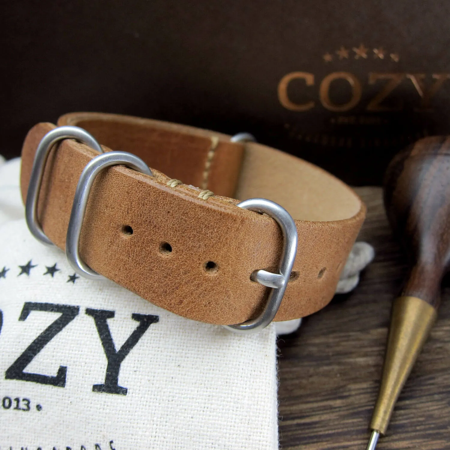 Leather Watch Strap, 4-Ring Vintage 401