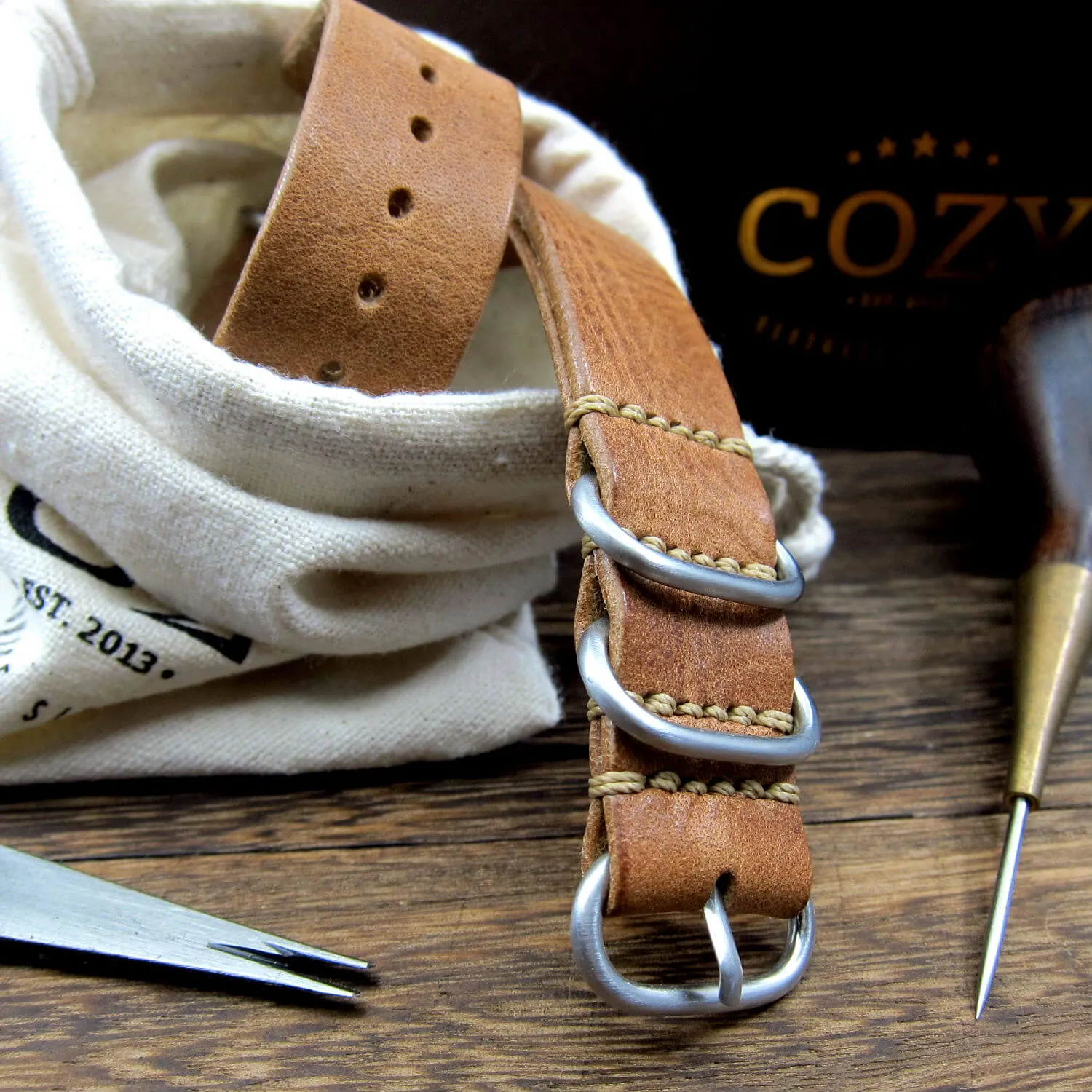 Leather Watch Strap, 4-Ring Vintage 401