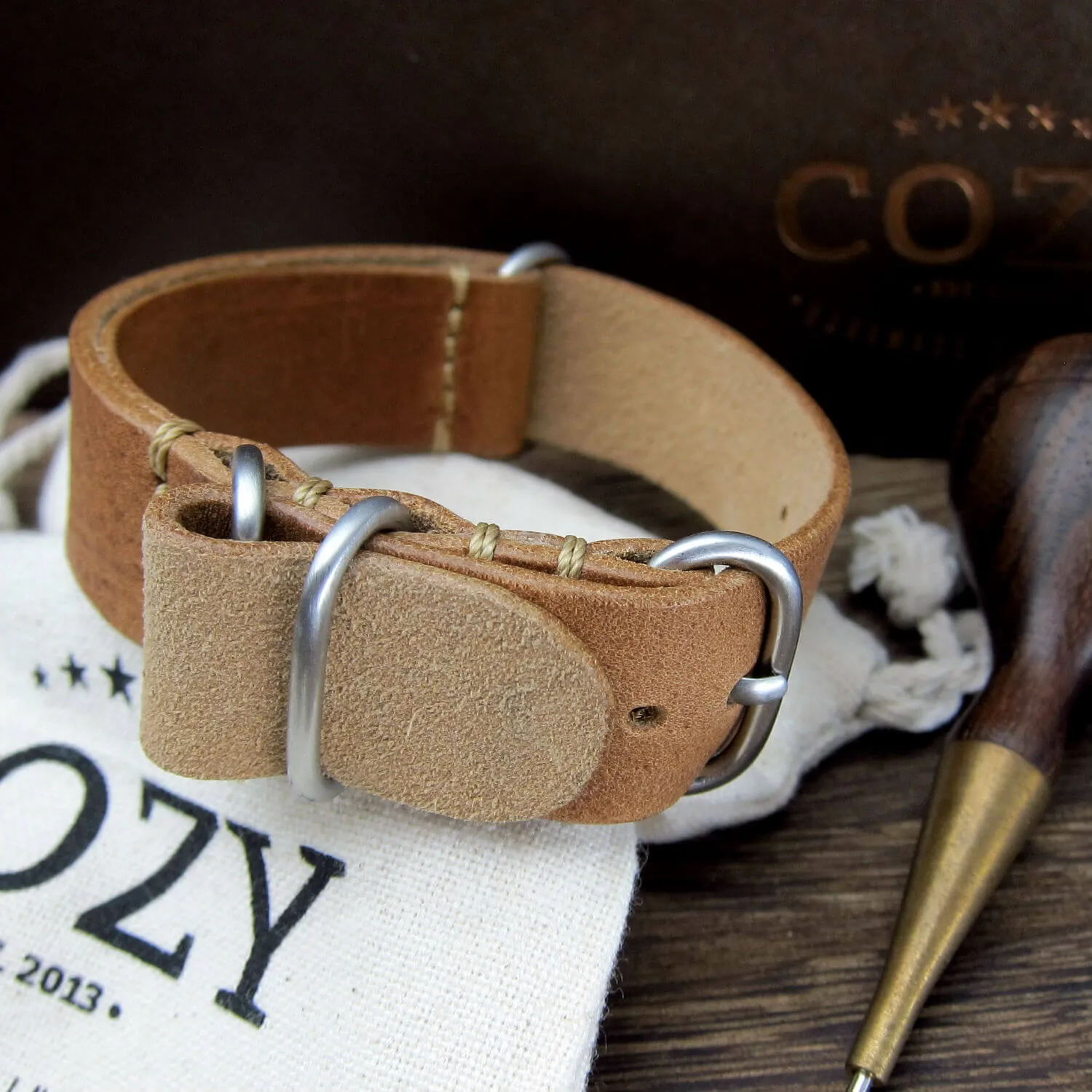 Leather Watch Strap, 4-Ring Vintage 401