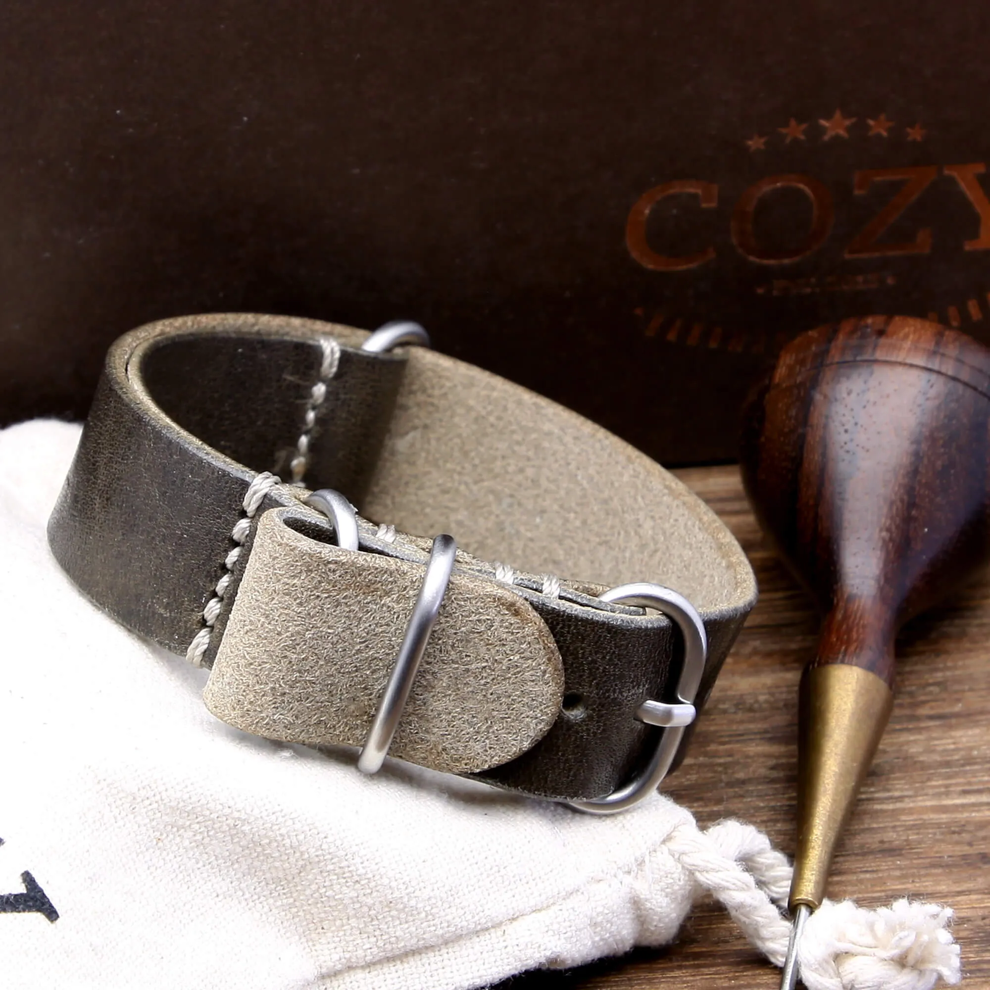 Leather Watch Strap, 4-Ring Vintage 408