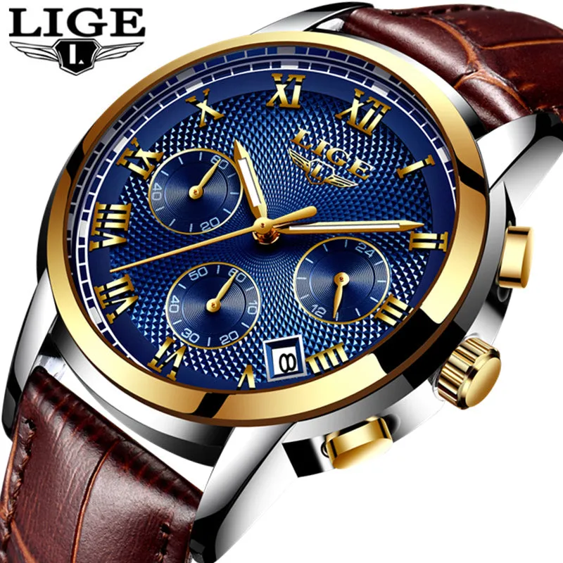 LIGE Fashion Sport Mens Watches