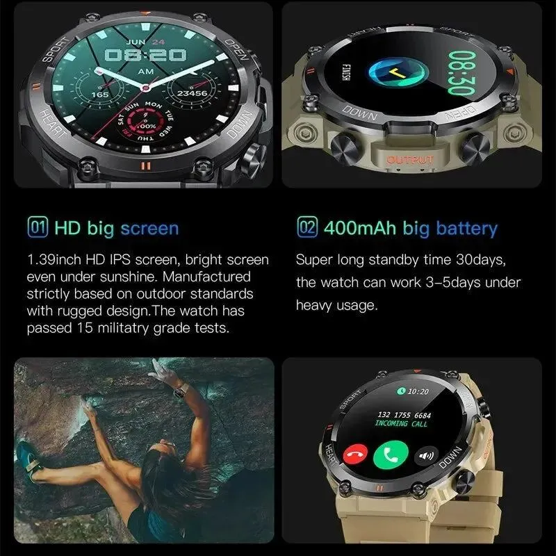 LOPOM Military Smart Watch Men Sports Electronics Smartwatch Women Fitness Tracker 1.39'' K56 PRO 2024 Bluetooth Call Waterproof