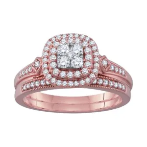 LoveSong 1/2 CTW Natural Diamond Bridal Set Ring in 10KT Rose Gold