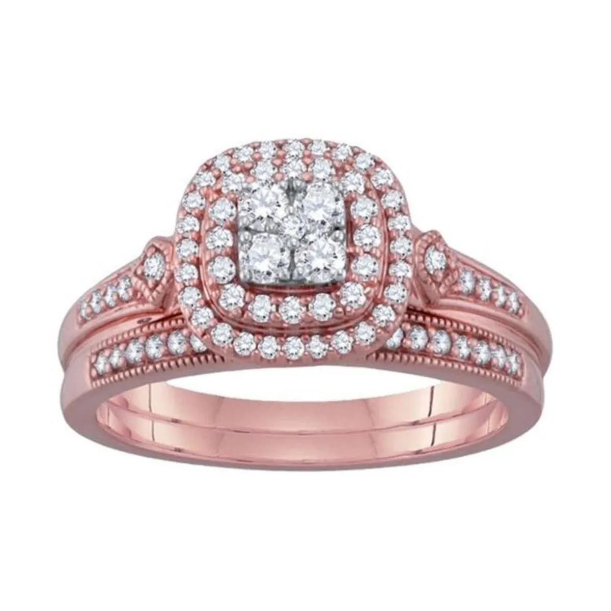 LoveSong 1/2 CTW Natural Diamond Bridal Set Ring in 10KT Rose Gold