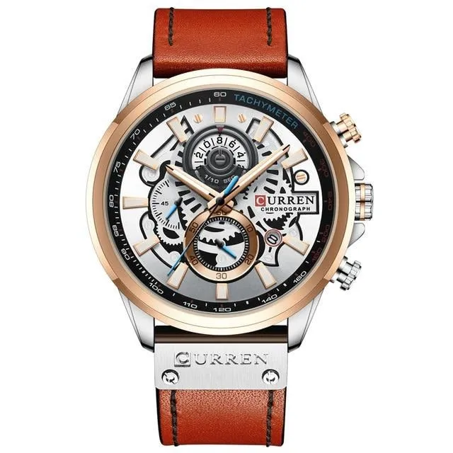 Men Fashion Quartz Watches Leather Strap Sport Quartz Wristwatch