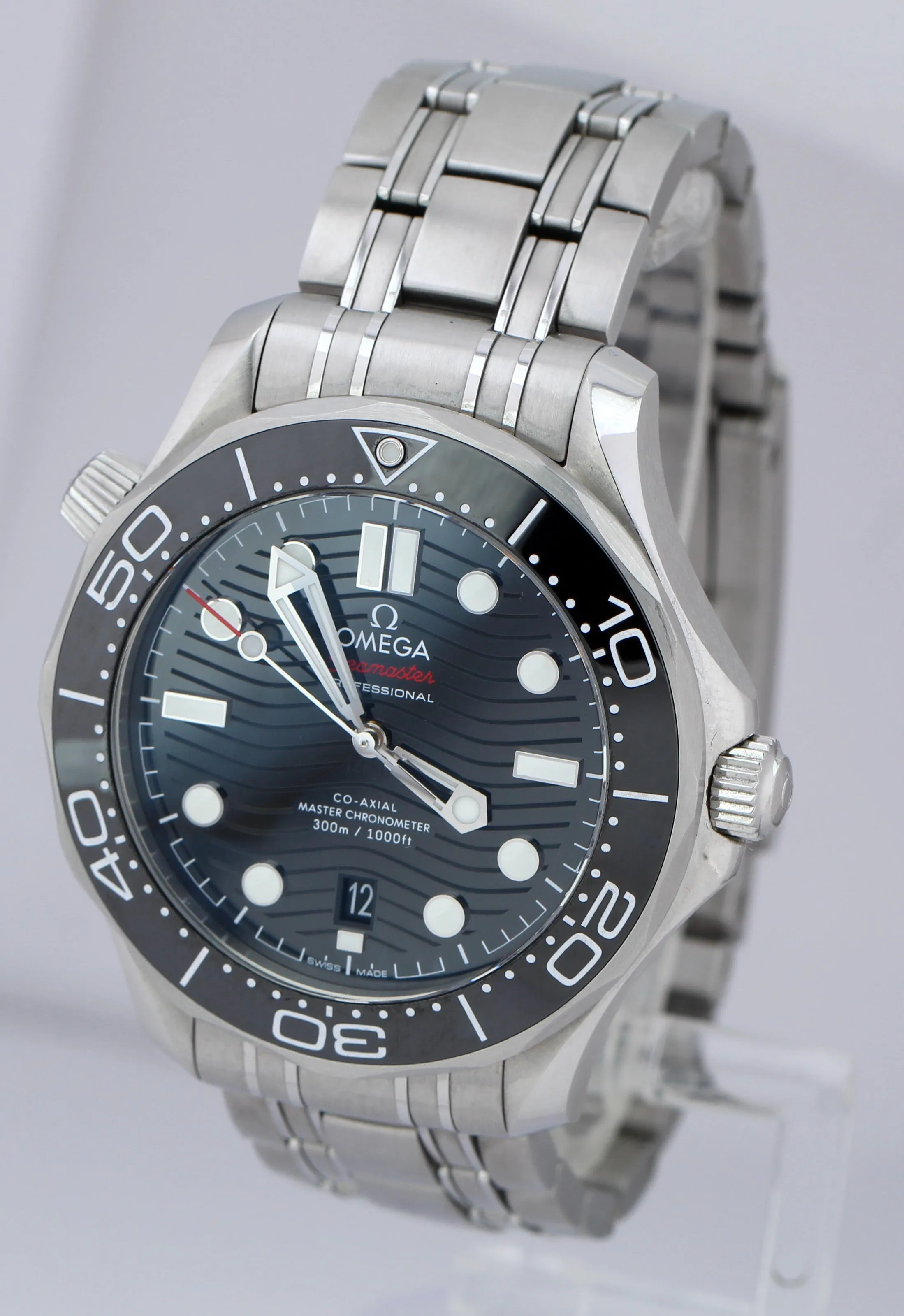 Men's Omega Seamaster Diver 300M 42mm Black Wave Steel Watch 210.30.42.20.01.001