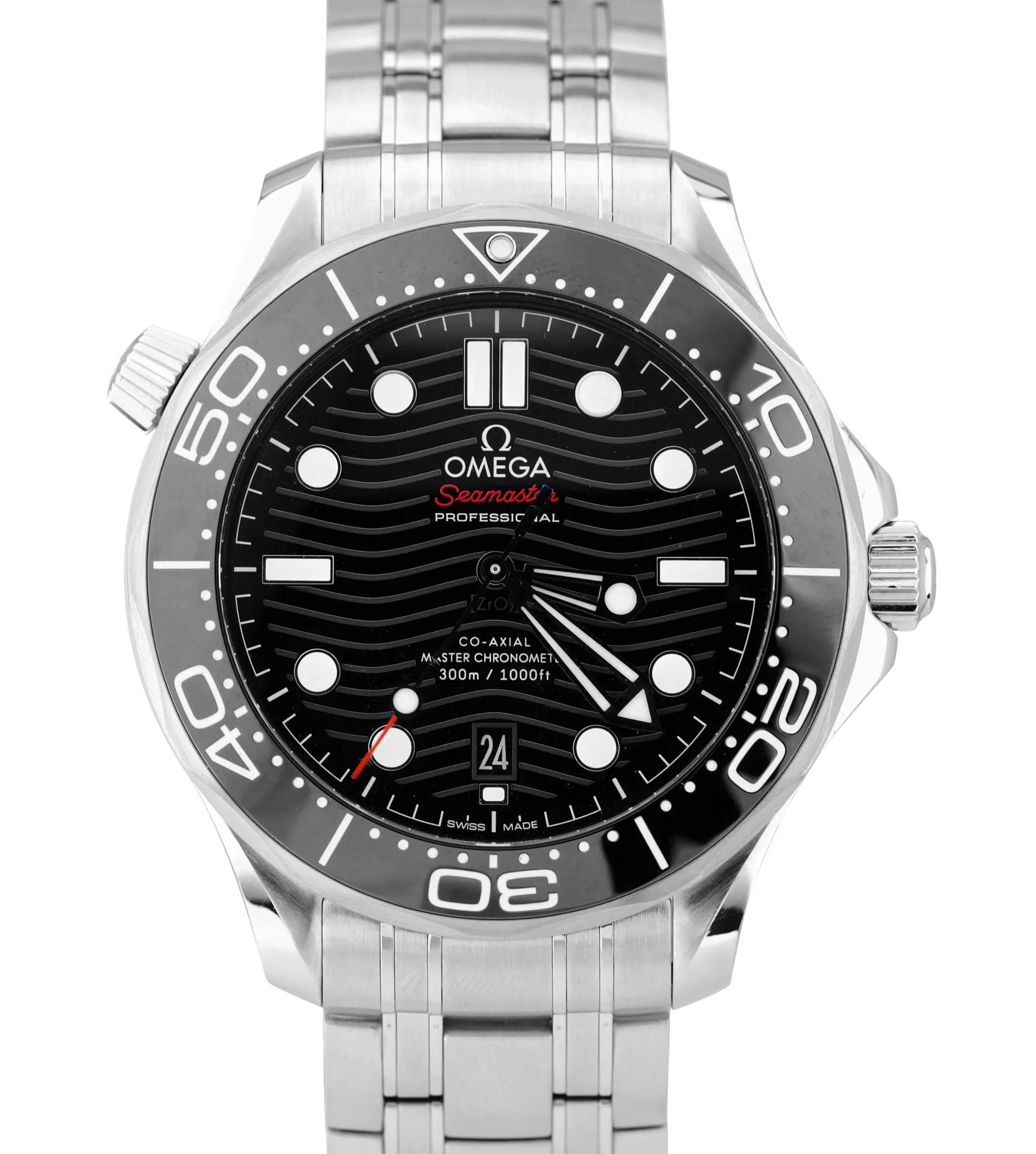 Men's Omega Seamaster Diver 300M 42mm Black Wave Steel Watch 210.30.42.20.01.001