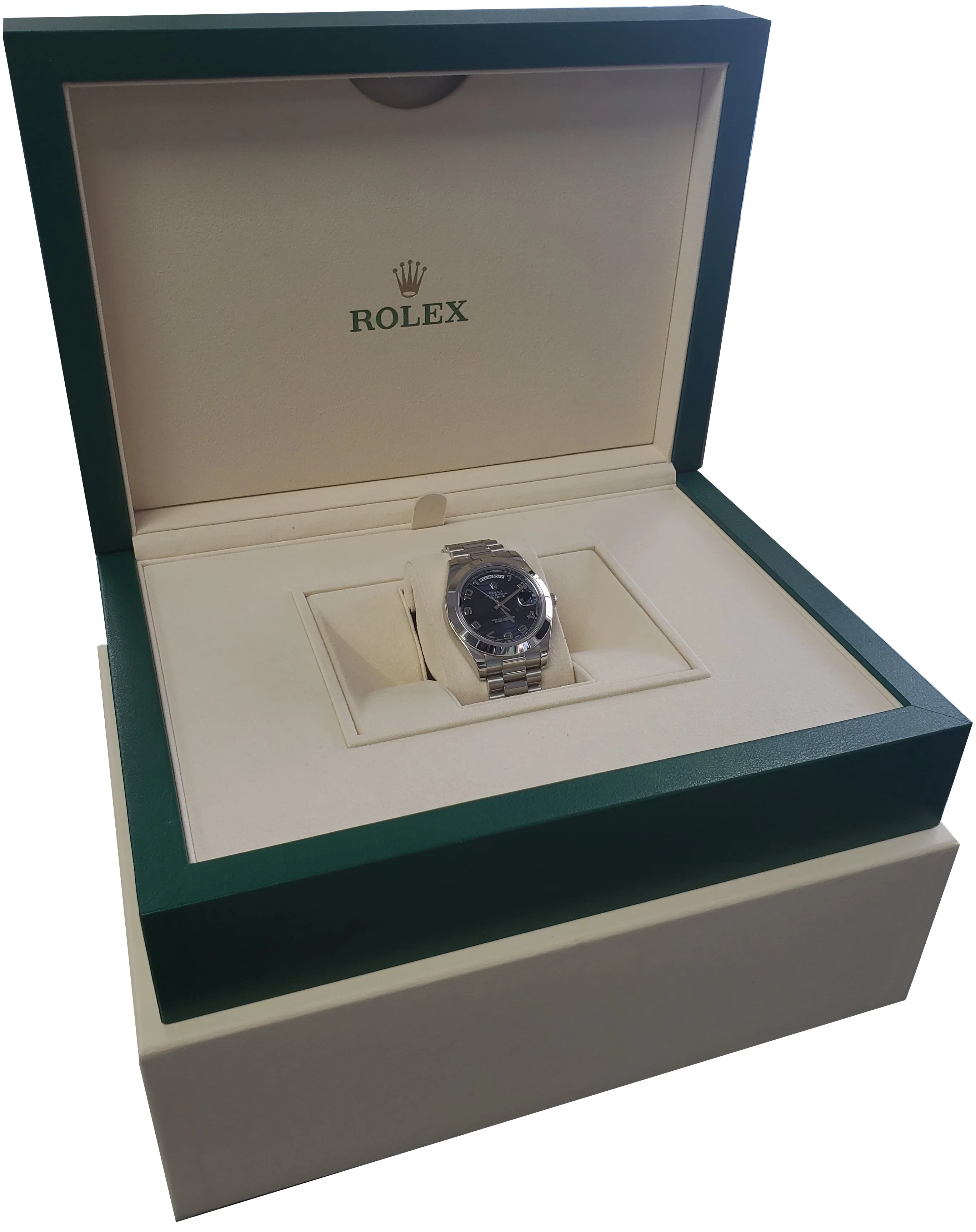 Men's Rolex Day-Date II 41mm President Blue Wave Dial Platinum Watch 218206