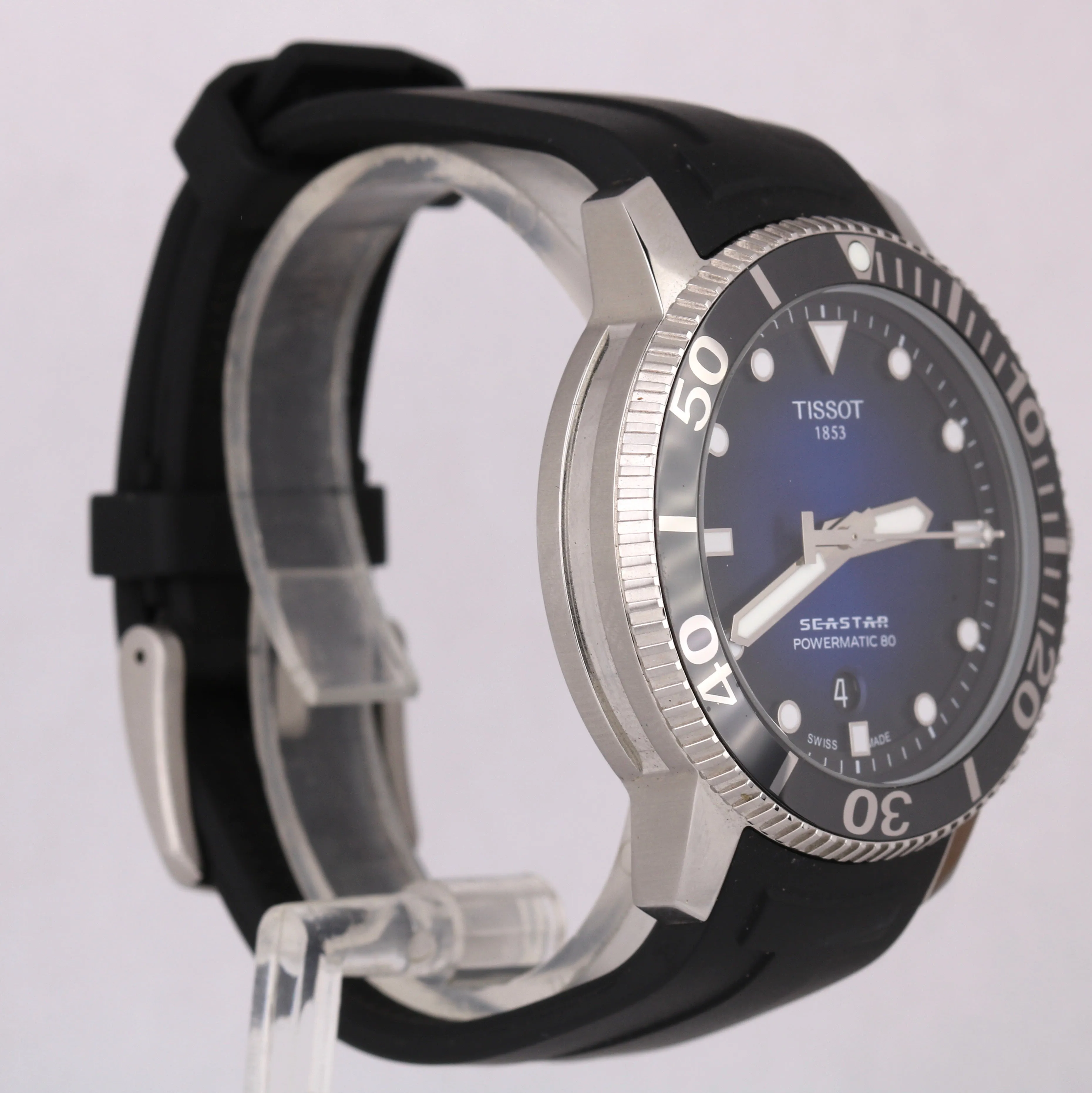 Men's Tissot Sea Star 1000 Powermatic T120407A Stainless Steel Rubber Band Watch