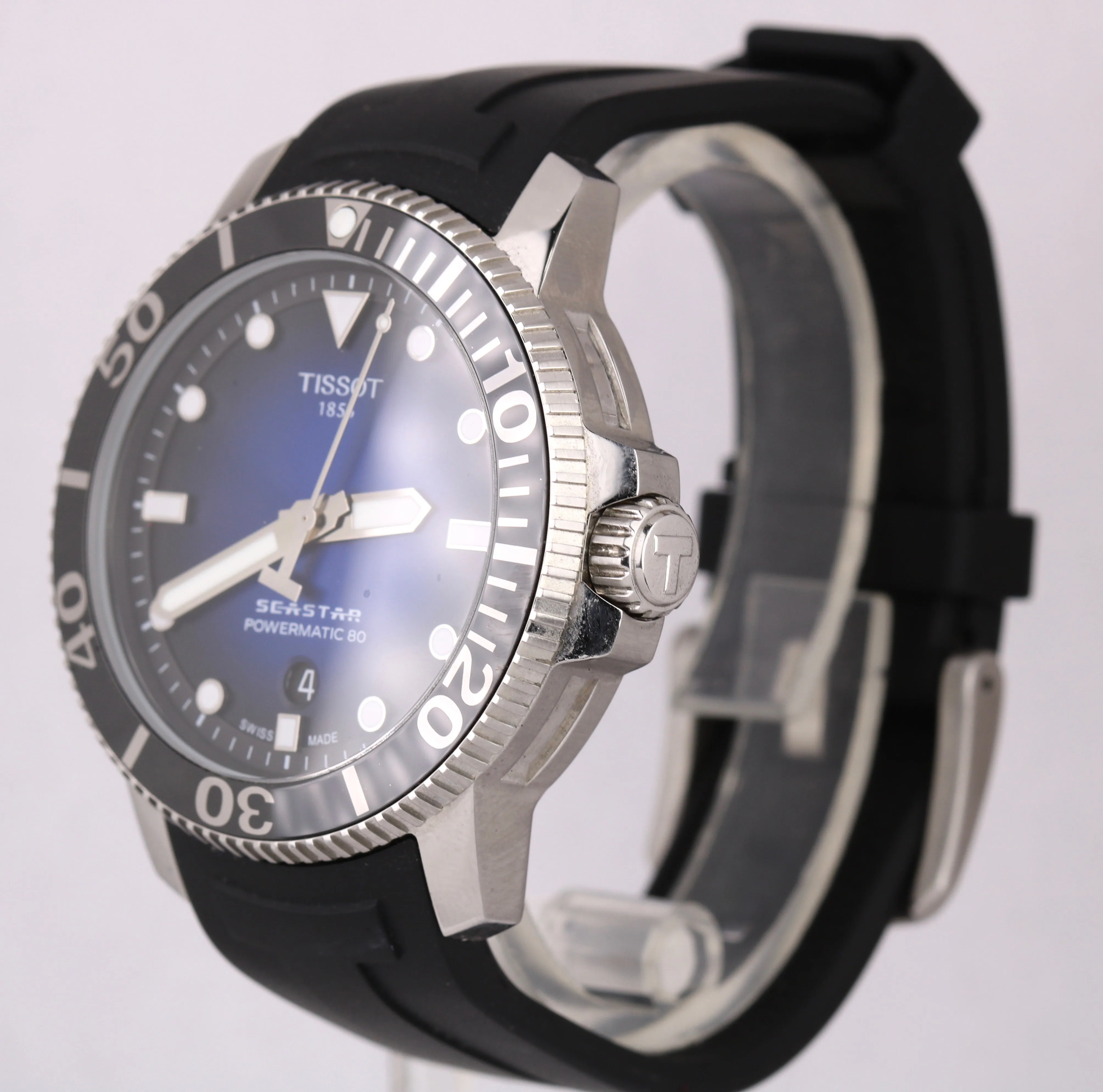 Men's Tissot Sea Star 1000 Powermatic T120407A Stainless Steel Rubber Band Watch