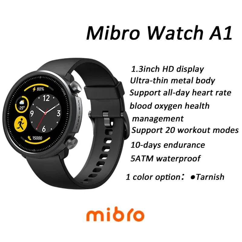 Mibro A1 Smart Watch Global Edition Blood Oxygen Heart Rate Monitor 5ATM Waterproof Fashion Bluetooth Sports Smart Watch