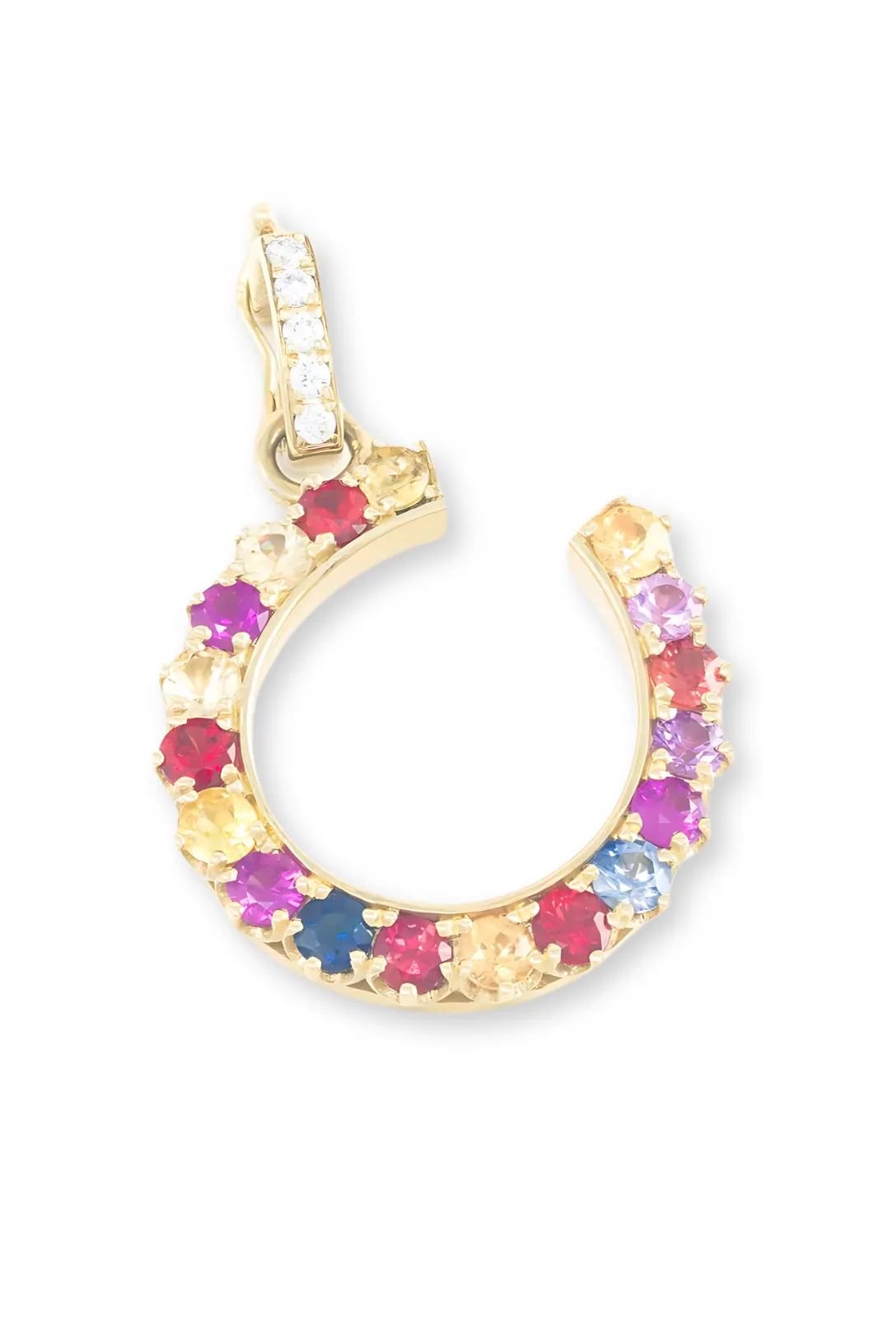 Mini Horseshoe Charm | Rainbow Sapphire