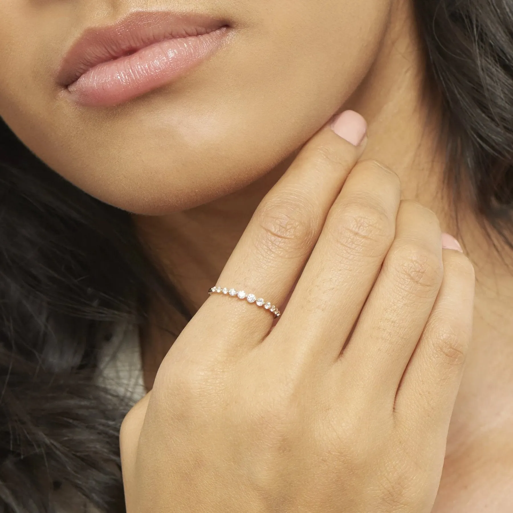 Minimalist Moissanite Engagement Ring Unique White Gold Moissanite Wedding Ring for Women 1.00MM Minimal Stacking Thin Ring Anniversary Gift