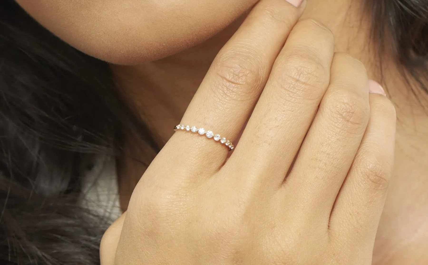 Minimalist Moissanite Engagement Ring Unique White Gold Moissanite Wedding Ring for Women 1.00MM Minimal Stacking Thin Ring Anniversary Gift