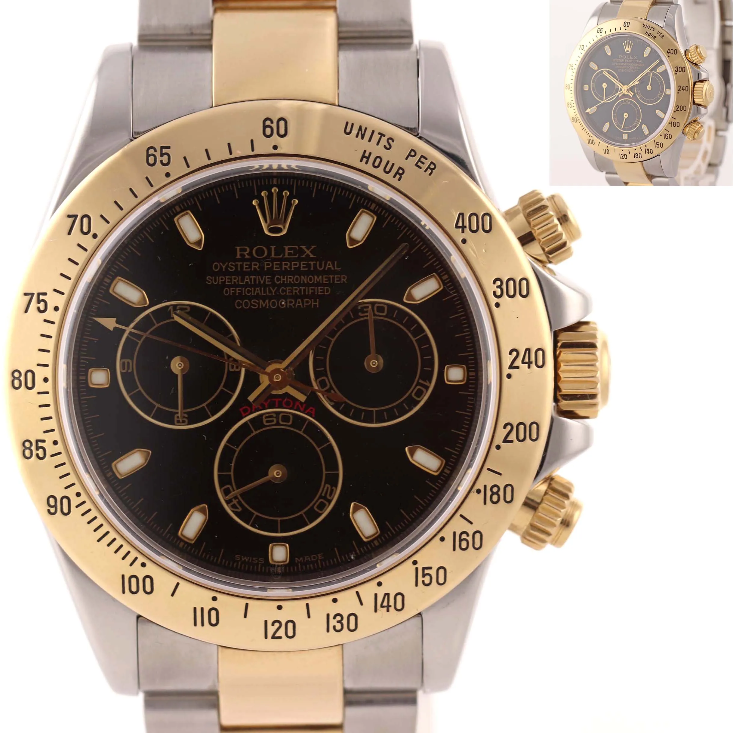 MINT 116523 Rolex Daytona Chrono Black Steel 18k Gold Two Tone Watch Box