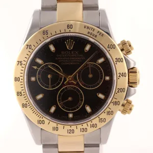MINT 116523 Rolex Daytona Chrono Black Steel 18k Gold Two Tone Watch Box