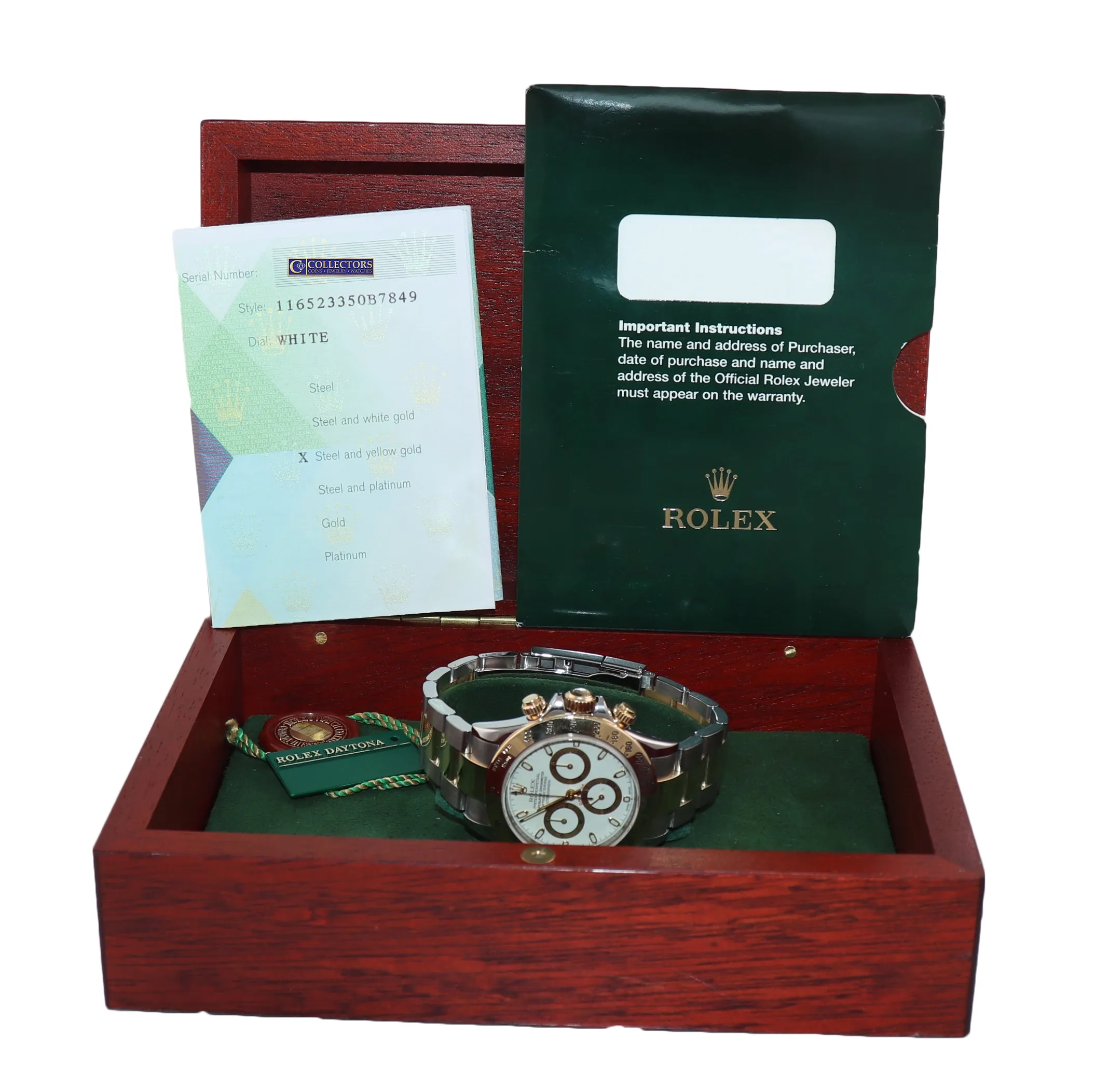 MINT 2004 PAPERS Rolex Daytona 116523 White Steel 18k Gold Two Tone Watch Box