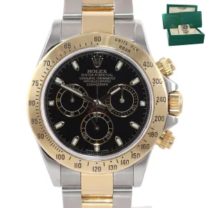 MINT 2009 Rolex Daytona 116523 Black Steel 18k Yellow Gold Two Tone Watch Box