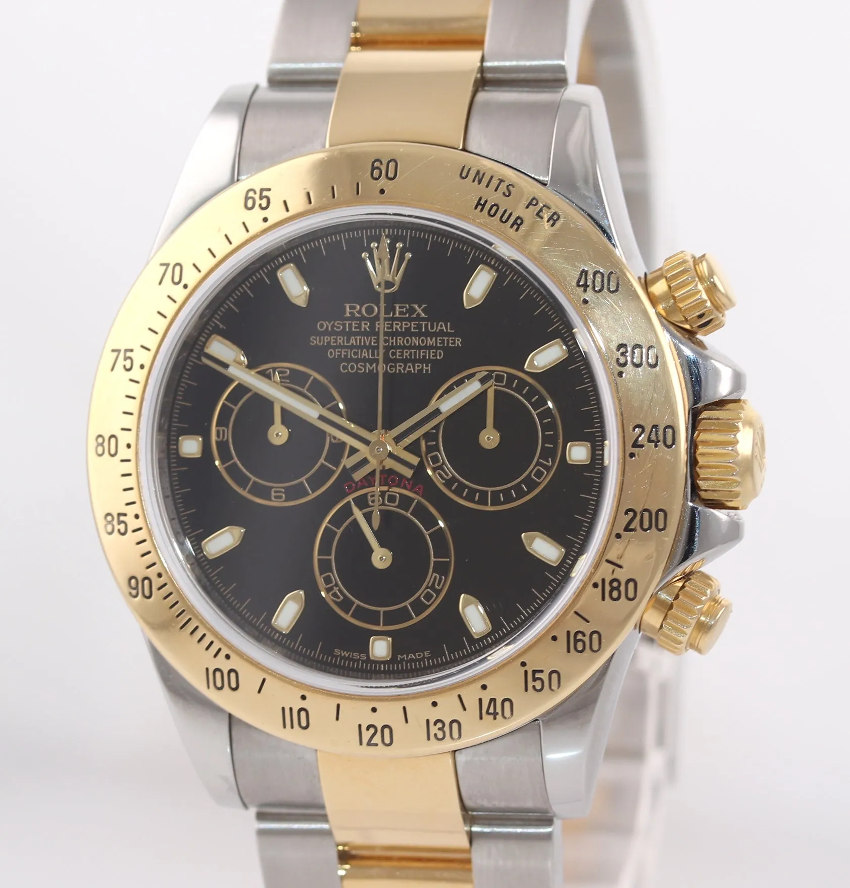 MINT 2009 Rolex Daytona 116523 Black Steel 18k Yellow Gold Two Tone Watch Box