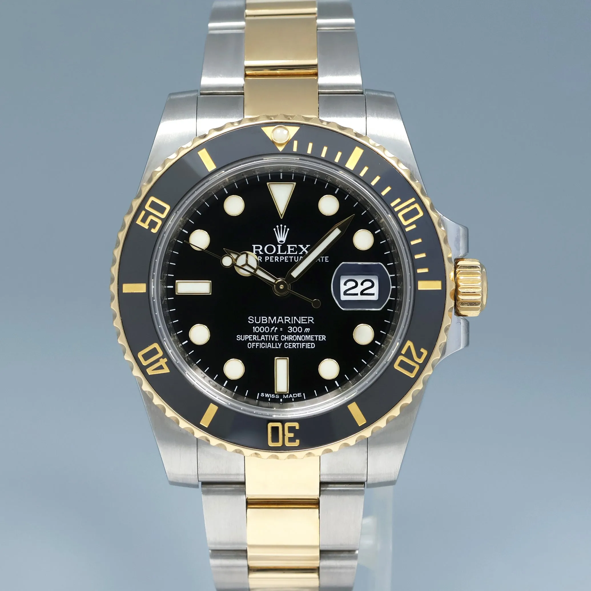 MINT 2018 Rolex Submariner 116613LN Two Tone Steel Yellow Gold Black Ceramic Watch