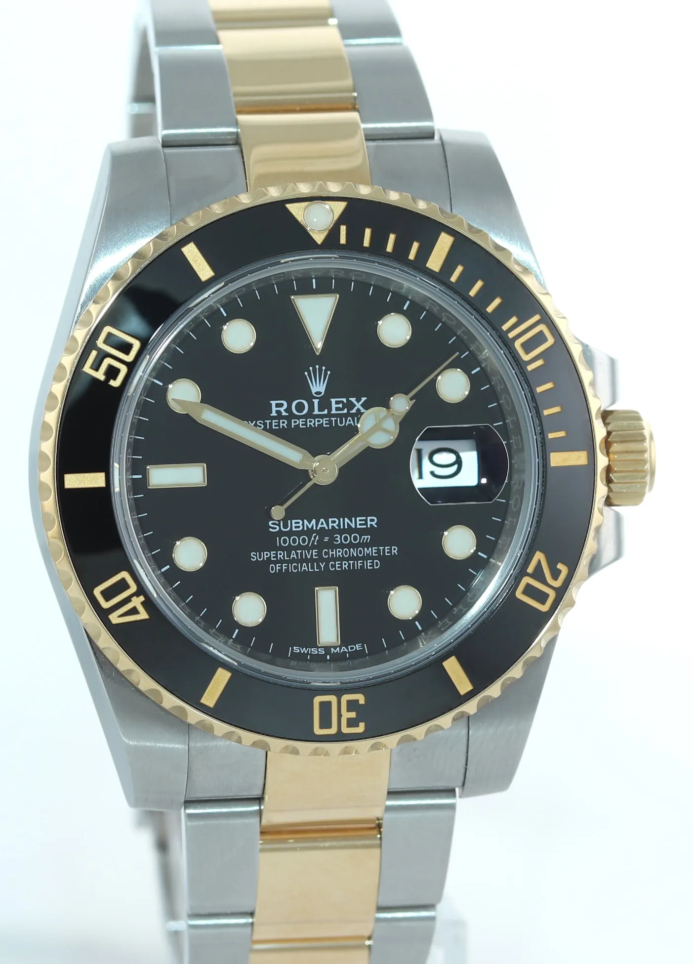MINT 2019 Rolex Submariner 116613 Two Tone Steel Yellow Gold Black Ceramic Watch