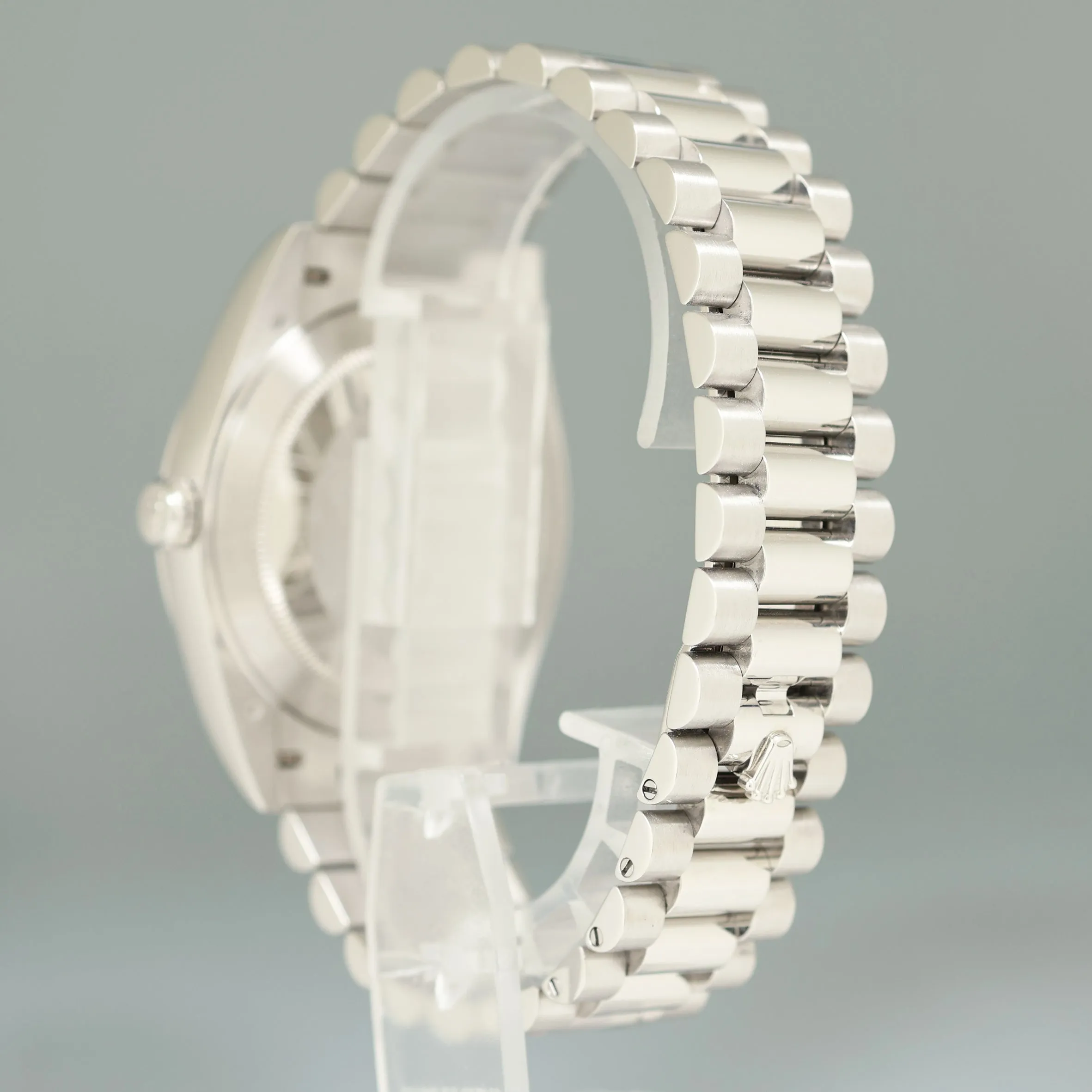MINT 2020 Rolex Platinum President Day Date 40 Blue Baguette Diamond 228206 Watch