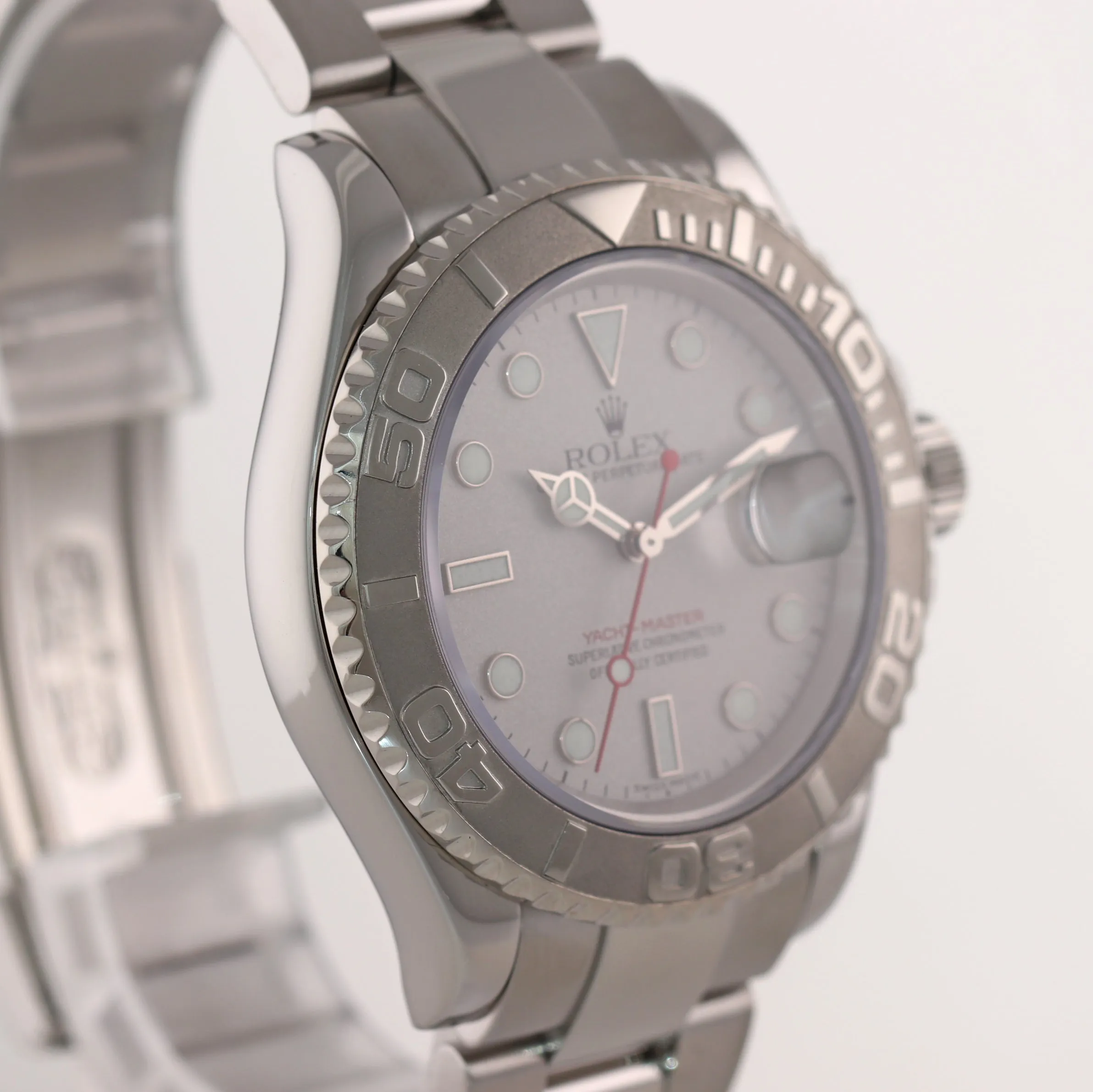 MINT BOX AND PAPERS Rolex Yacht-Master 16622 Steel Platinum Dial 40mm Watch