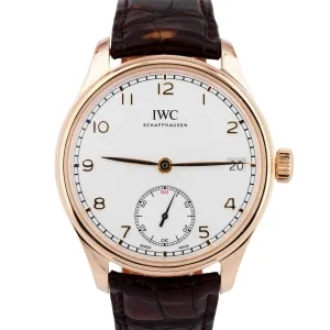 MINT IWC Portugieser 18K Rose Gold White Arabic IW510204 Manual 43mm Watch