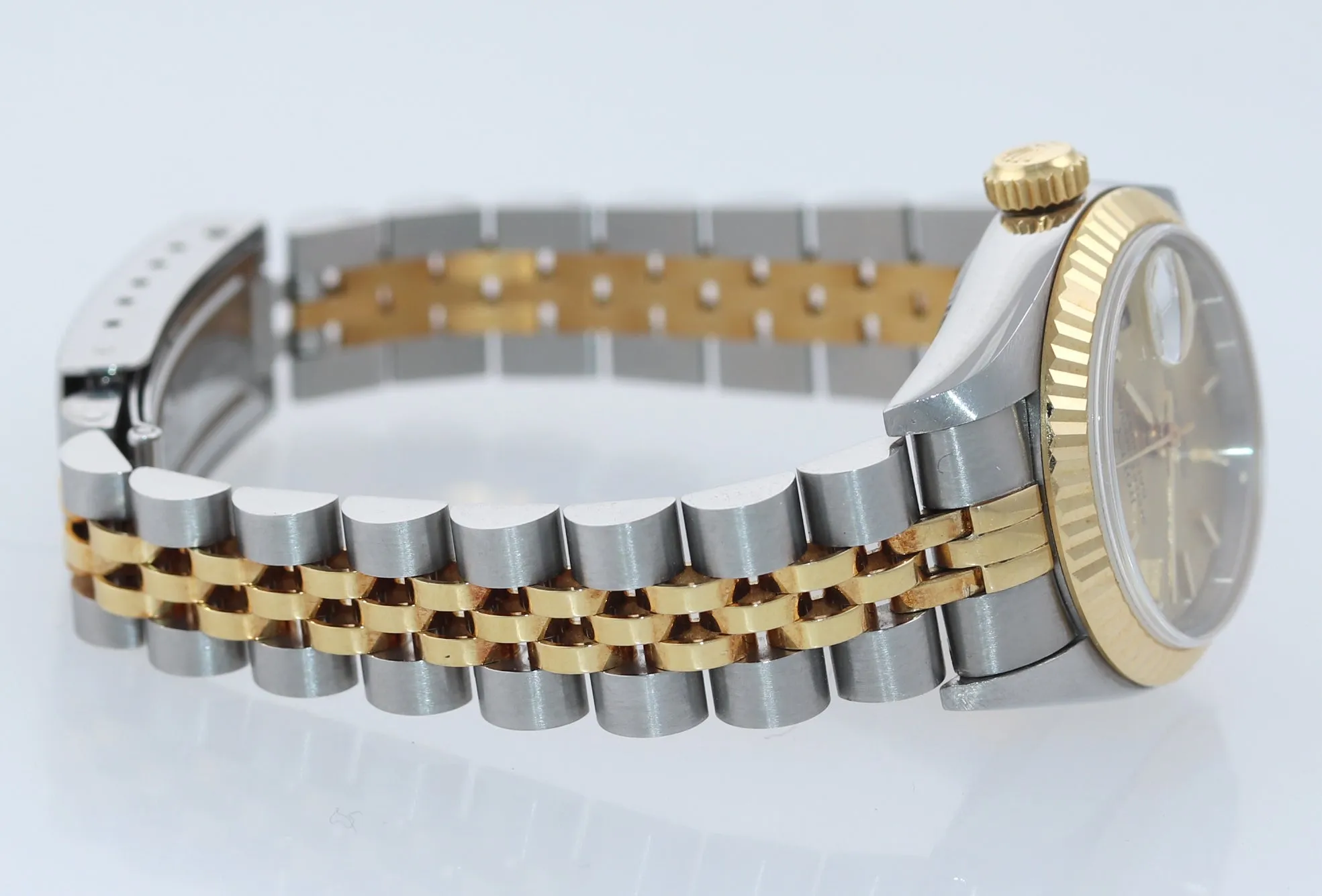 MINT Ladies Rolex DateJust 79173 Two Tone Gold Jubilee Champagne Dial Watch Box