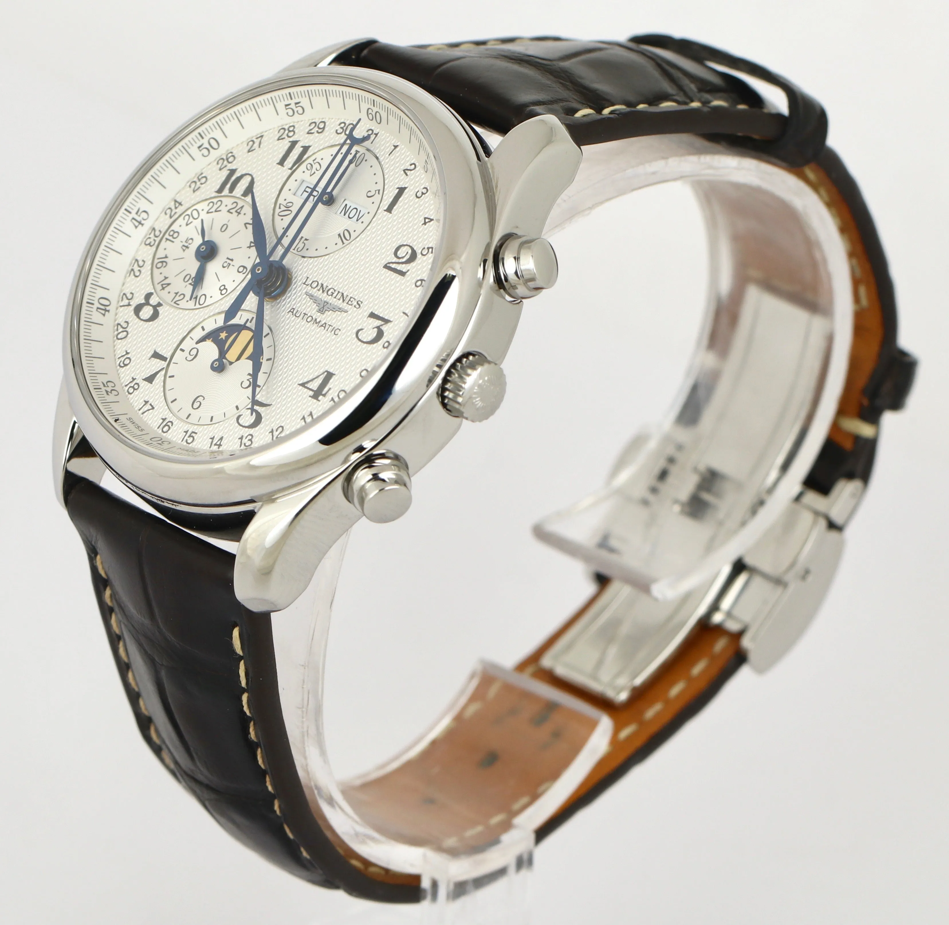 MINT Longines Master Collection L2.673.4 40mm Moonphase Steel Automatic White