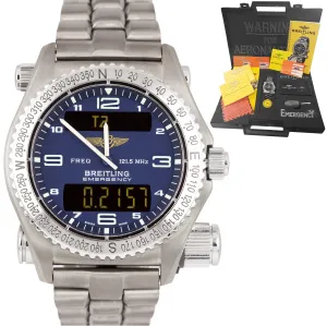 MINT Men's Breitling Emergency Mission Titanium E56121 BLUE 43mm Watch E56321