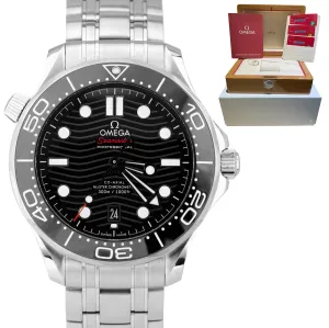 MINT Men's Omega Seamaster Diver 300M 42mm Black Wave Watch 210.30.42.20.01.001