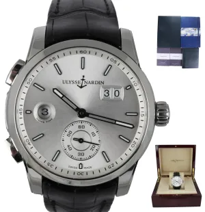 MINT Men's Ulysse Nardin Dual Time Stainless Silver Strap 3343-126 42mm Watch