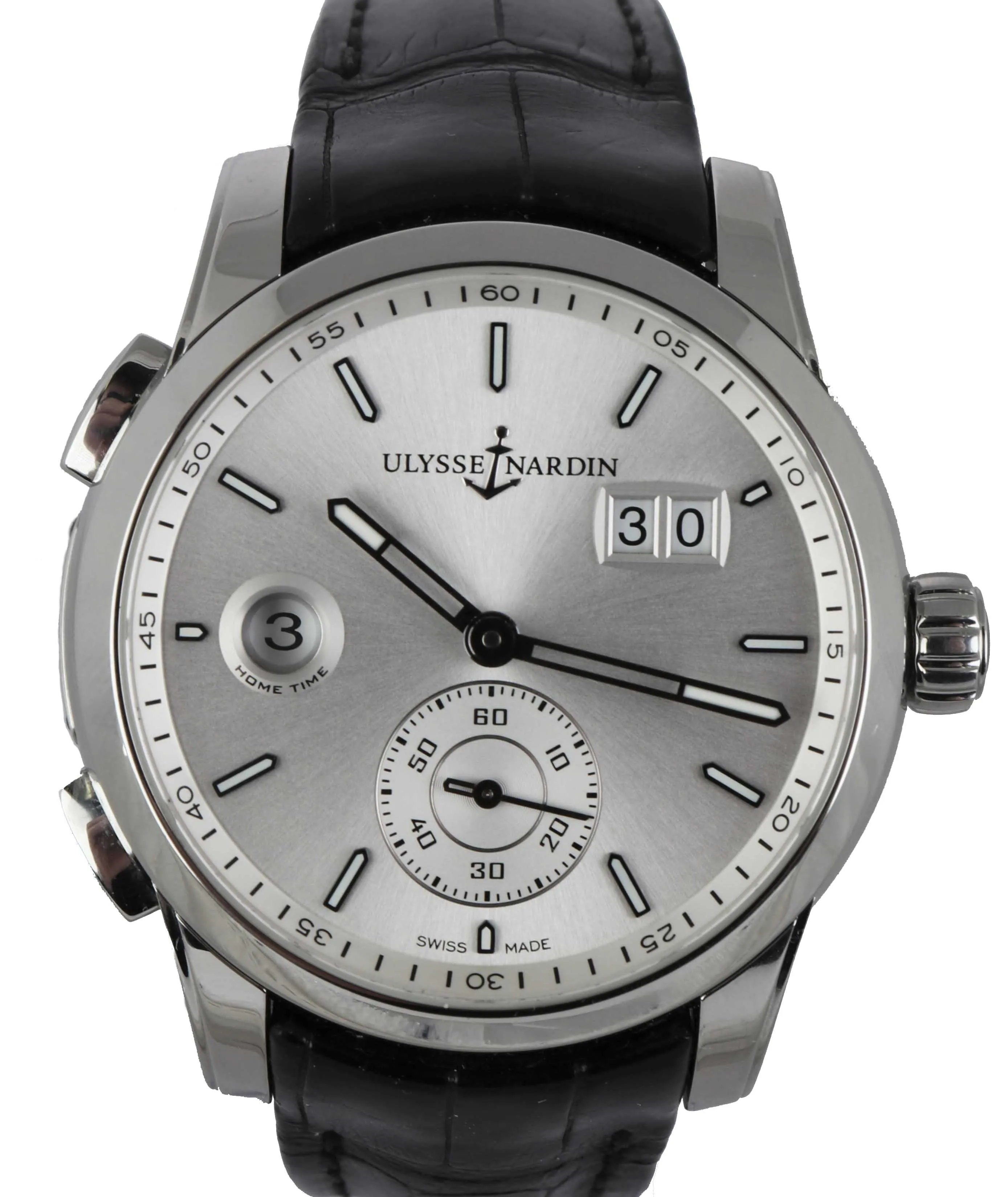 MINT Men's Ulysse Nardin Dual Time Stainless Silver Strap 3343-126 42mm Watch