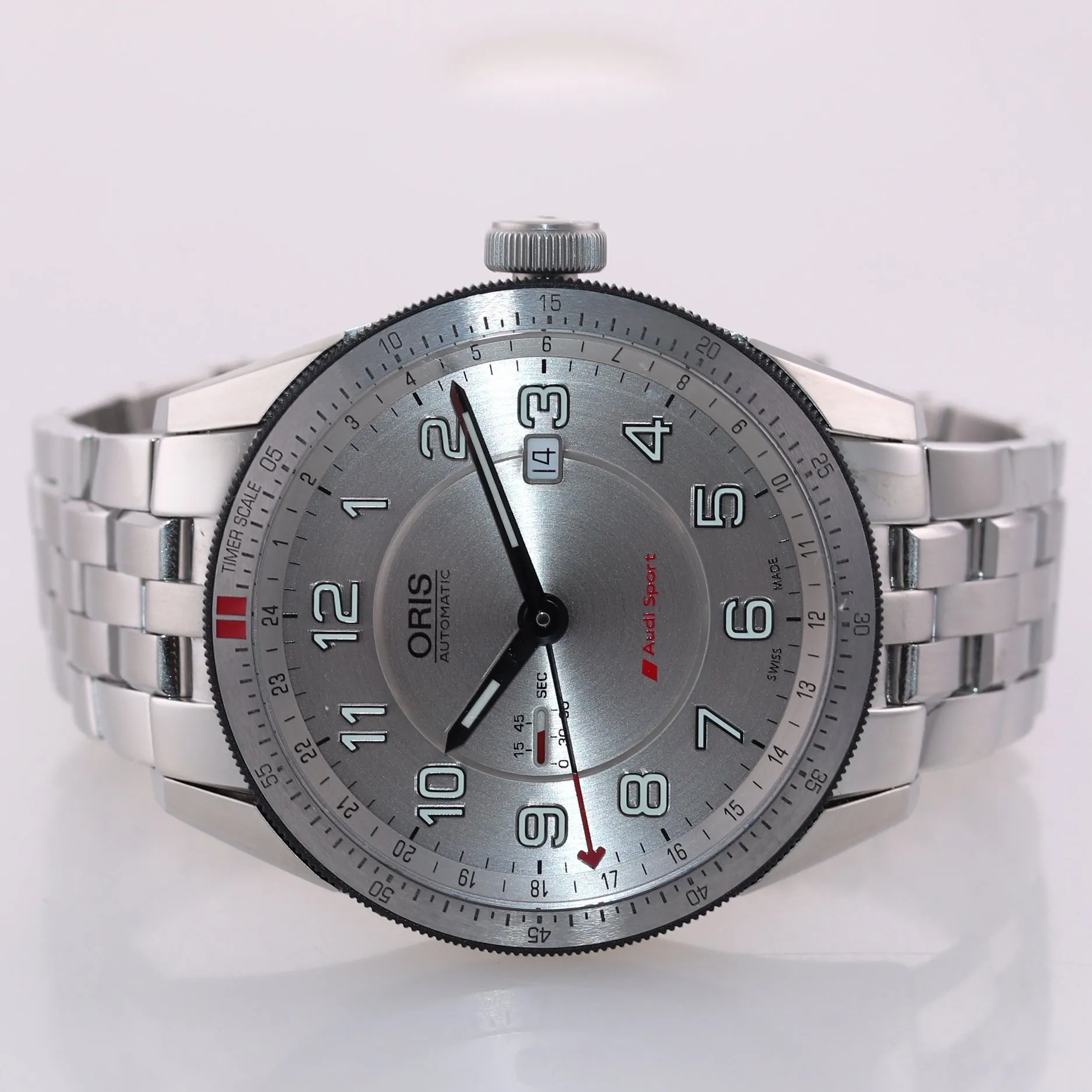 MINT Oris Audi Sport 7701 GMT Date 44mm Stainless Steel Automatic Watch