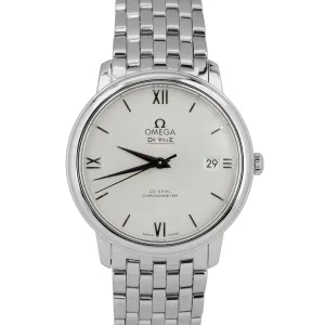 MINT PAPERS Omega De Ville Prestige WHITE Steel 36.8mm 424.10.37.20.02.001 BOX