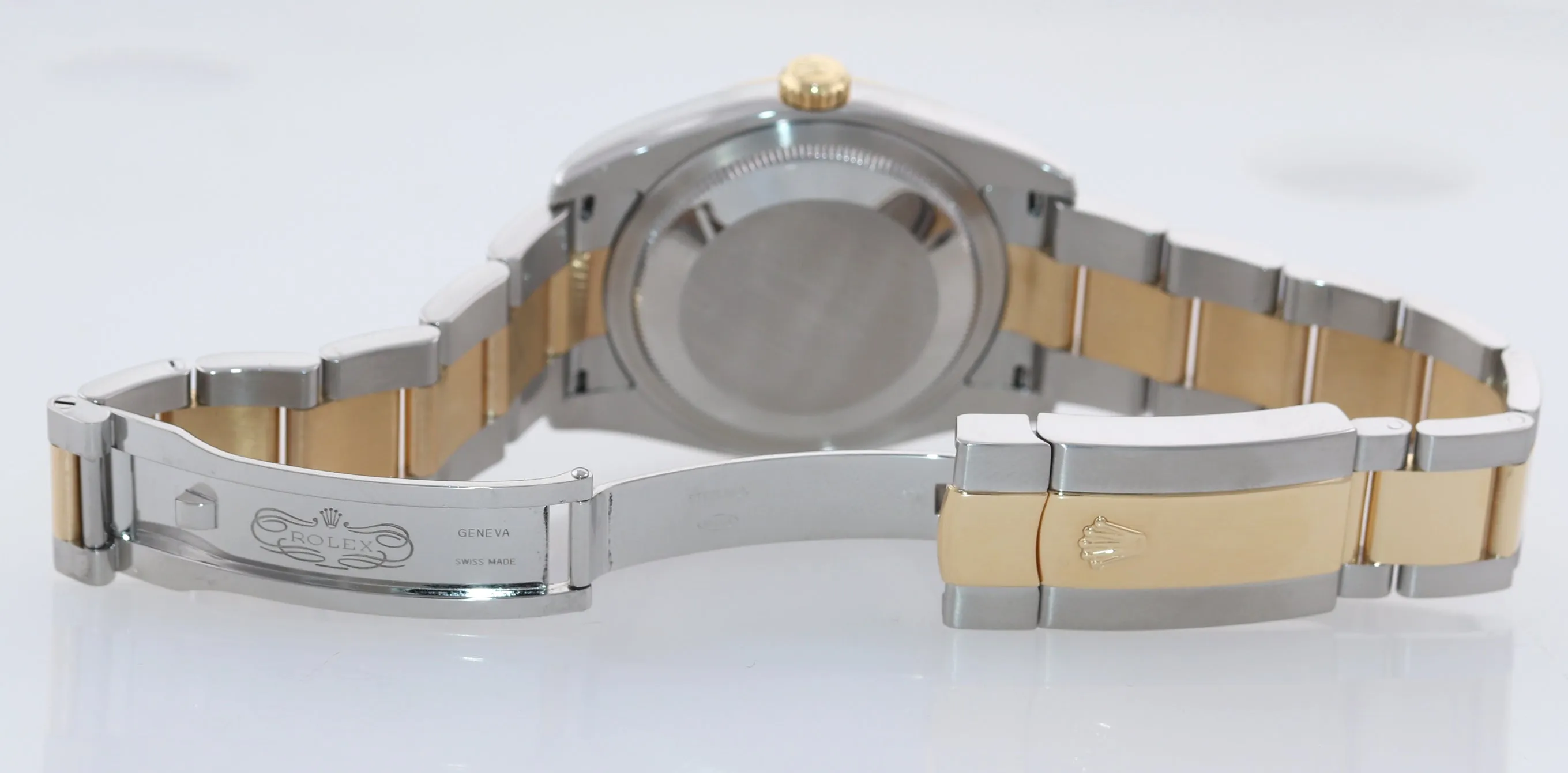 MINT Rolex DateJust 36mm White Stick 116233 18k Two Tone Gold Oyster Watch Box