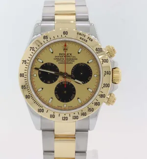 MINT Rolex Daytona Paul Newman Black 116523 18k Yellow Gold Steel Two Tone Watch