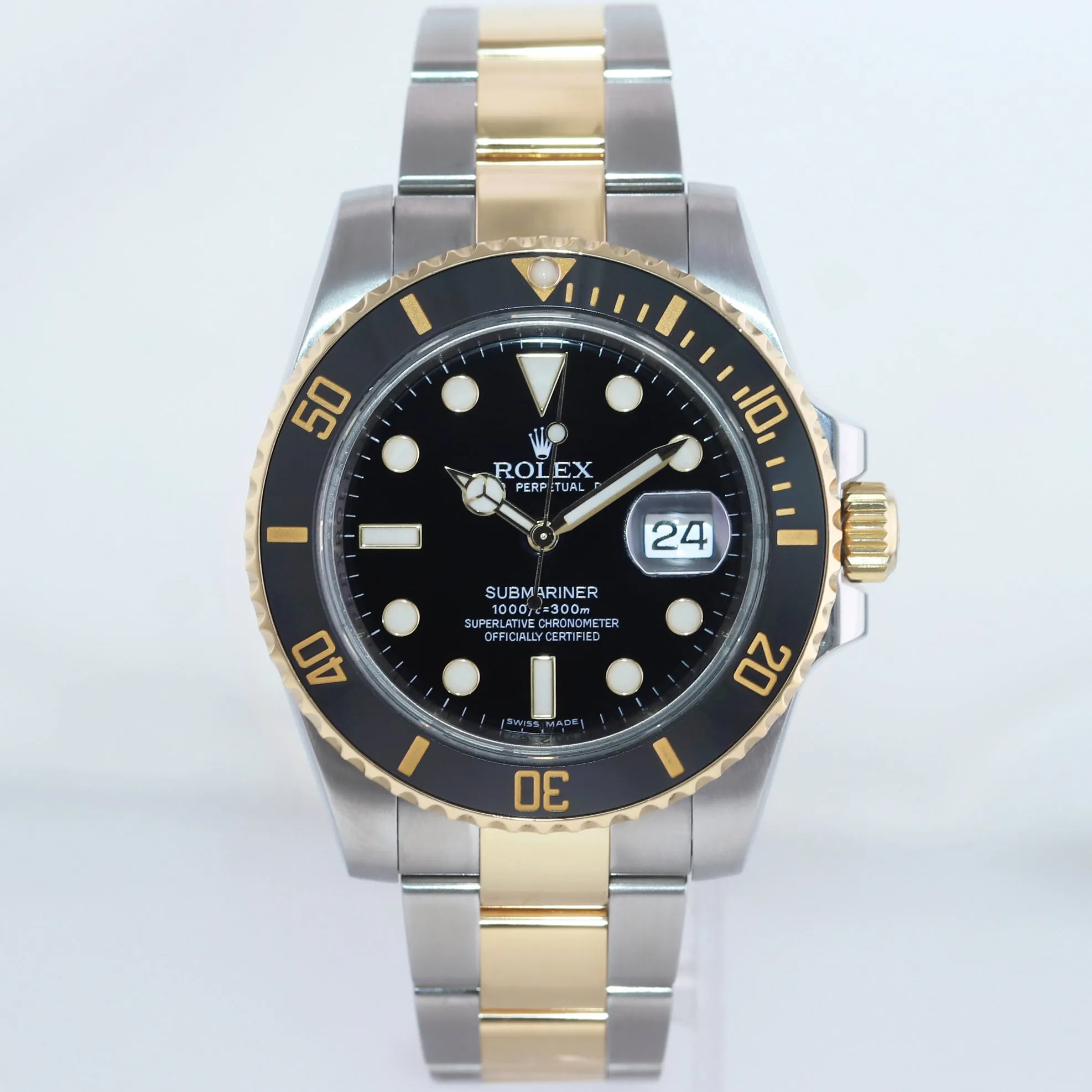 MINT Rolex Submariner 116613 Two Tone Steel Yellow Gold Black Ceramic Watch Box