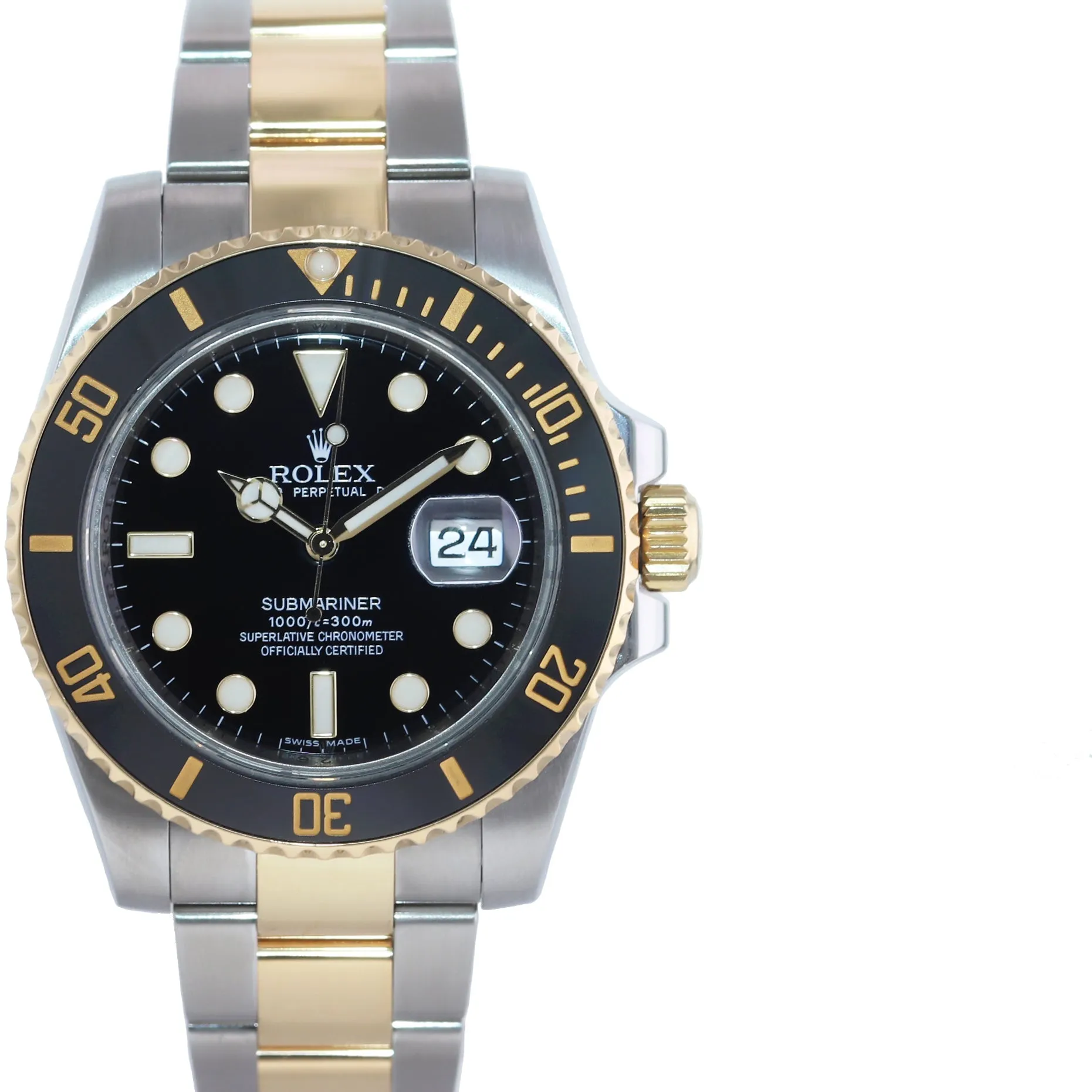 MINT Rolex Submariner 116613 Two Tone Steel Yellow Gold Black Ceramic Watch Box