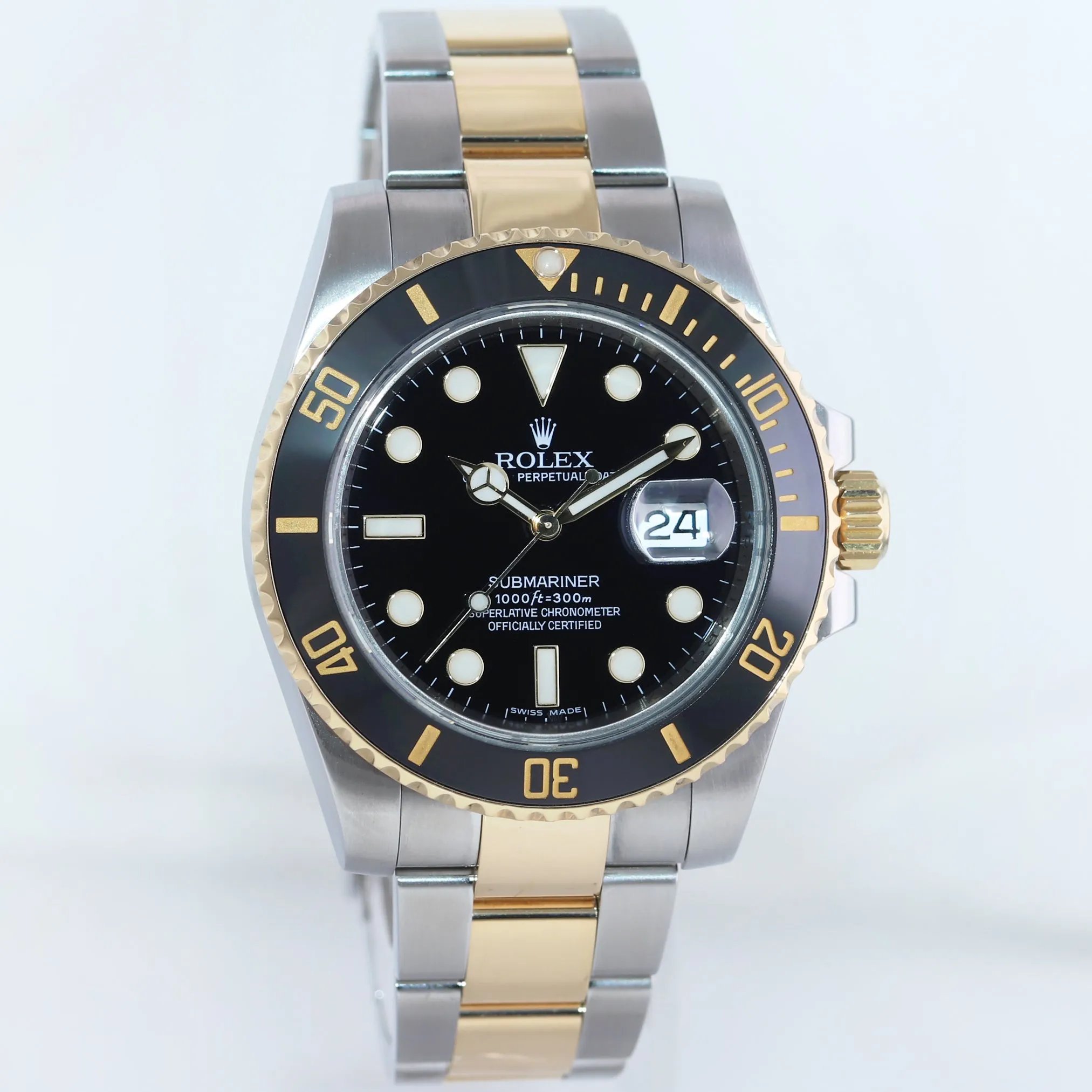 MINT Rolex Submariner 116613 Two Tone Steel Yellow Gold Black Ceramic Watch Box