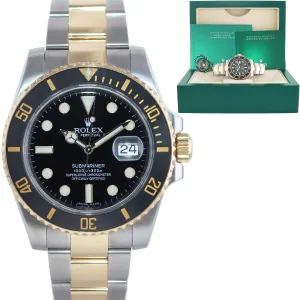 MINT Rolex Submariner 116613 Two Tone Steel Yellow Gold Black Ceramic Watch Box